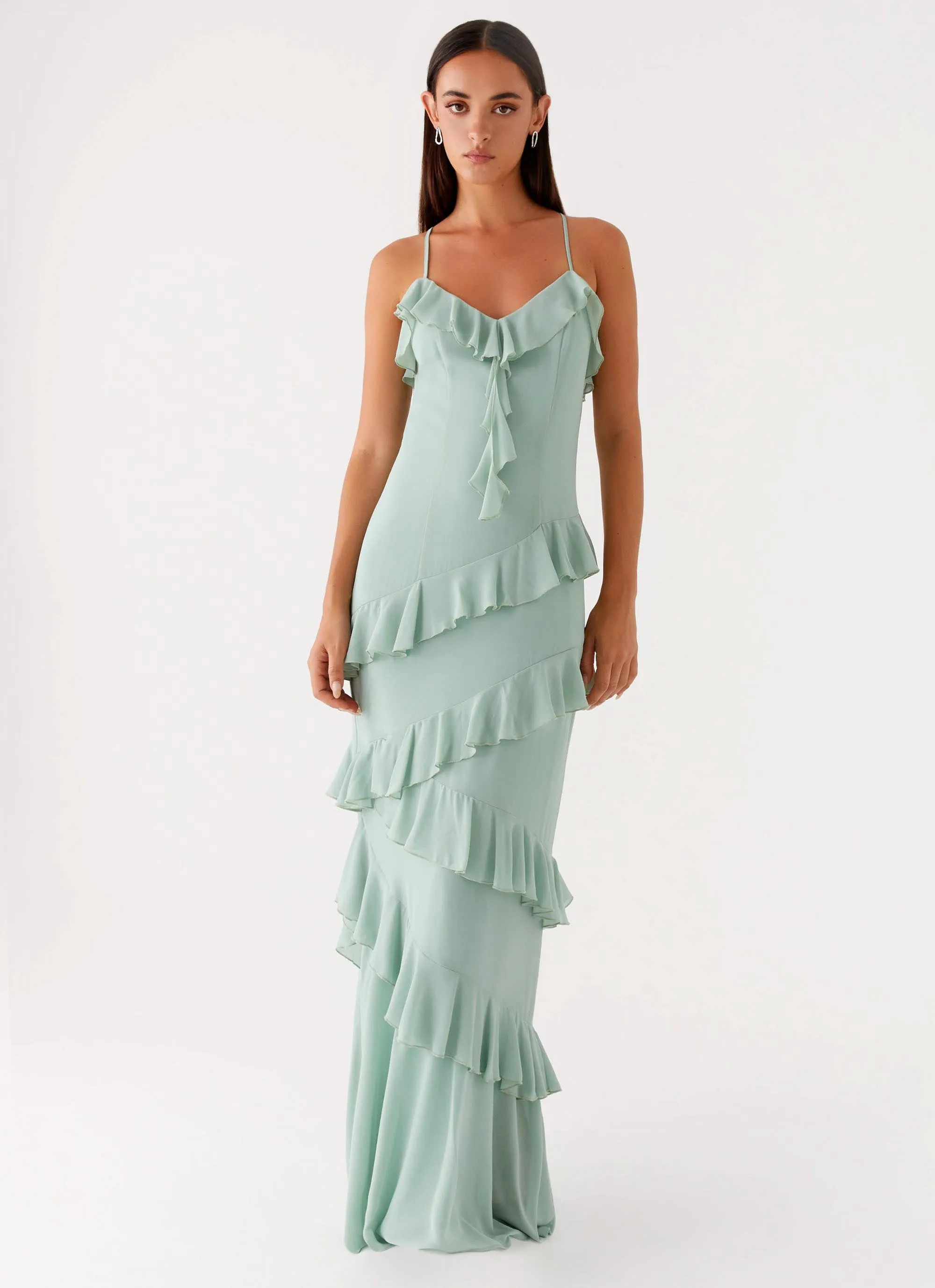 Country Club Maxi Dress - Sage Relaxed Line Event Perfect