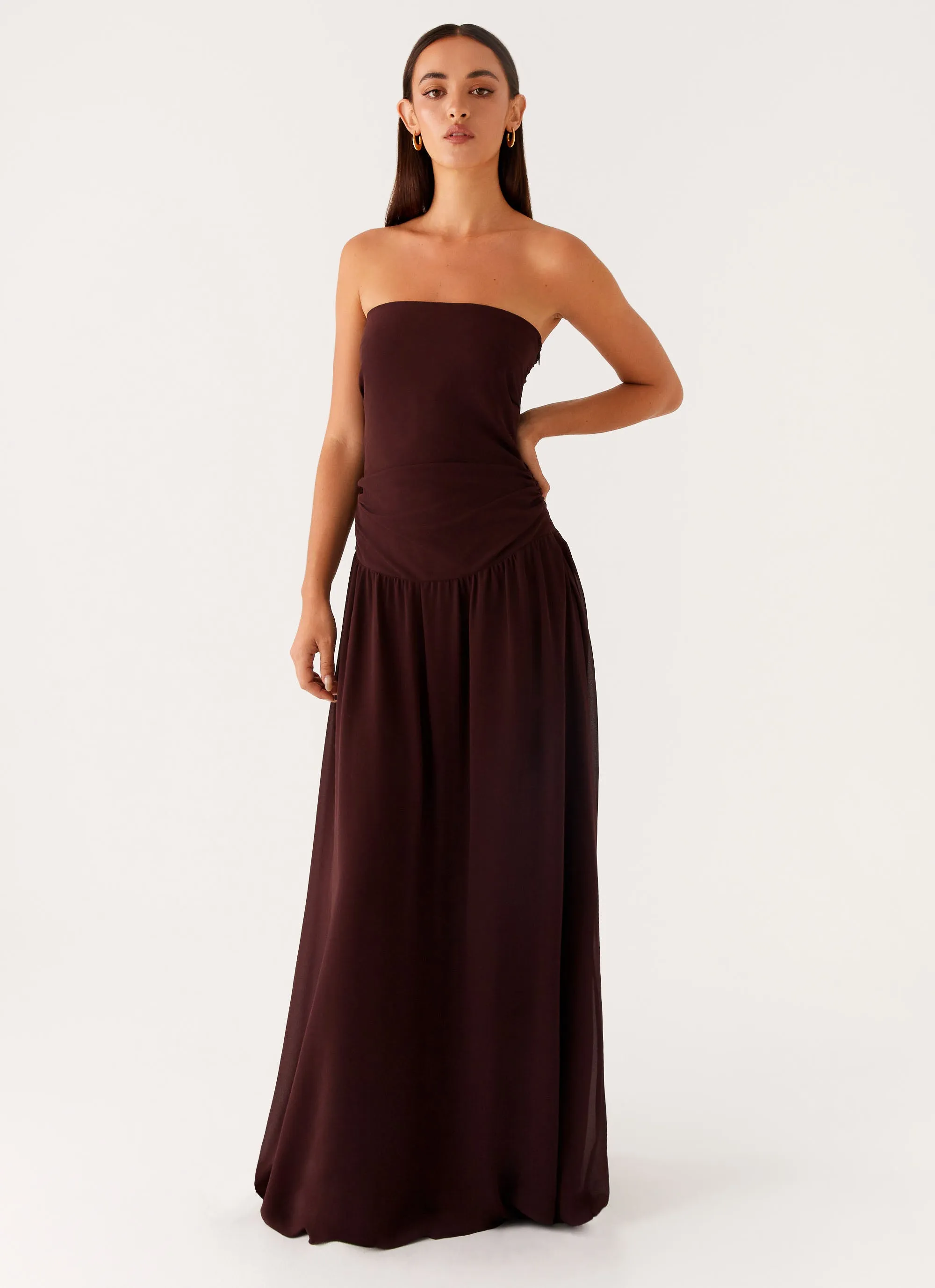 Radiant Mood Perfect Look Covia Strapless Maxi Dress - Dark Chocolate