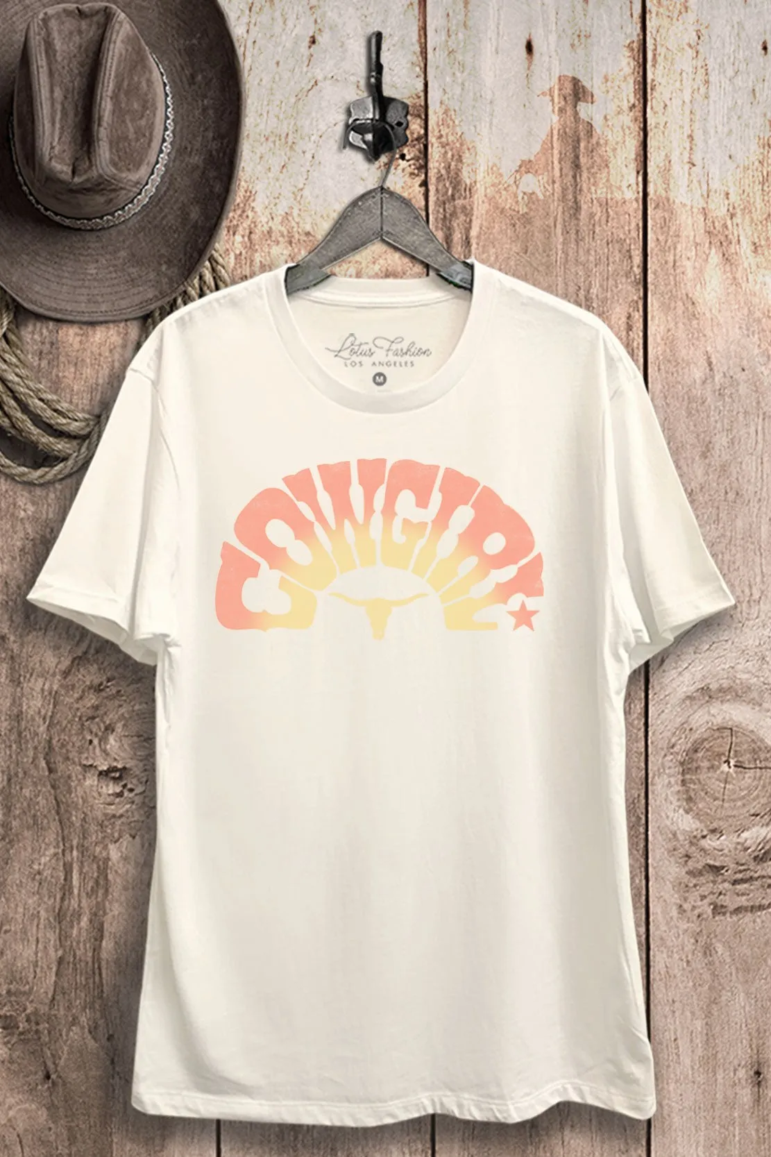 SheerLayering Low Impact Manufacturing Cowgirl Graphic Tee