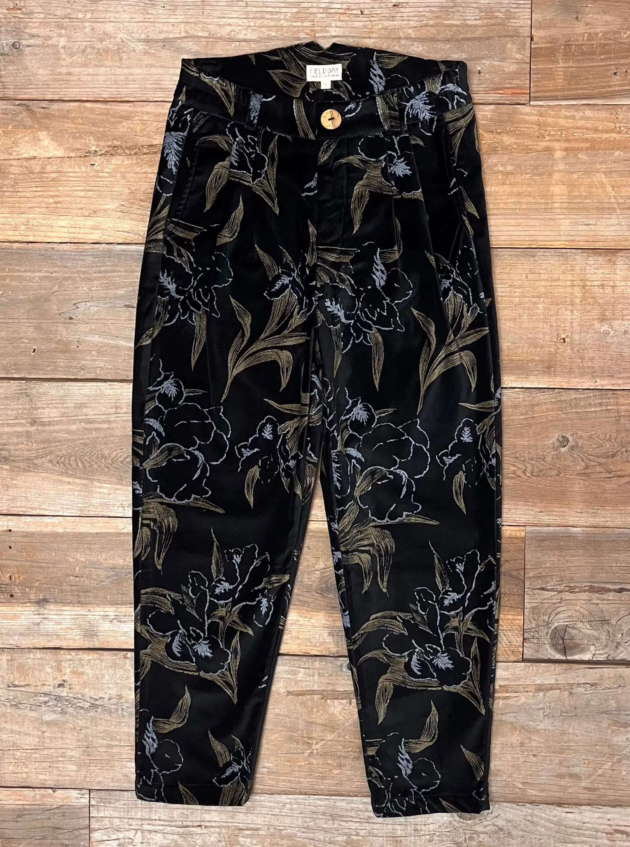 Perfect Pant in Black Floral Velvet ThermalRegulation