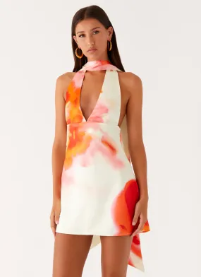 Alicia Satin Halter Mini Dress - Mimosa Blossom Layering-Piece