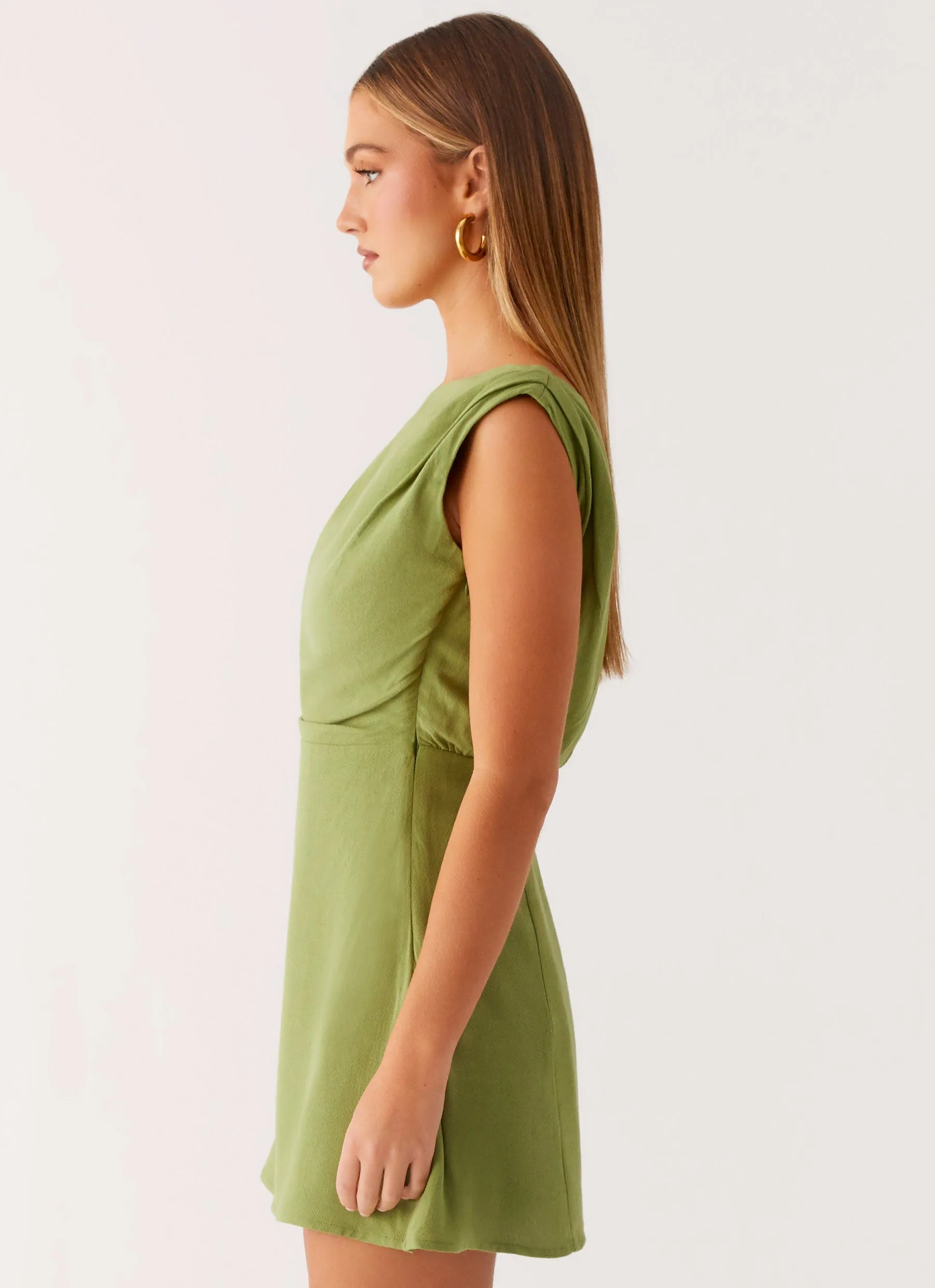 Lady Love Linen Mini Dress - Cactus Visual Balance