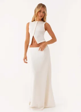 Bold Mood button detail Tatum Low Rise Maxi Skirt - Ivory