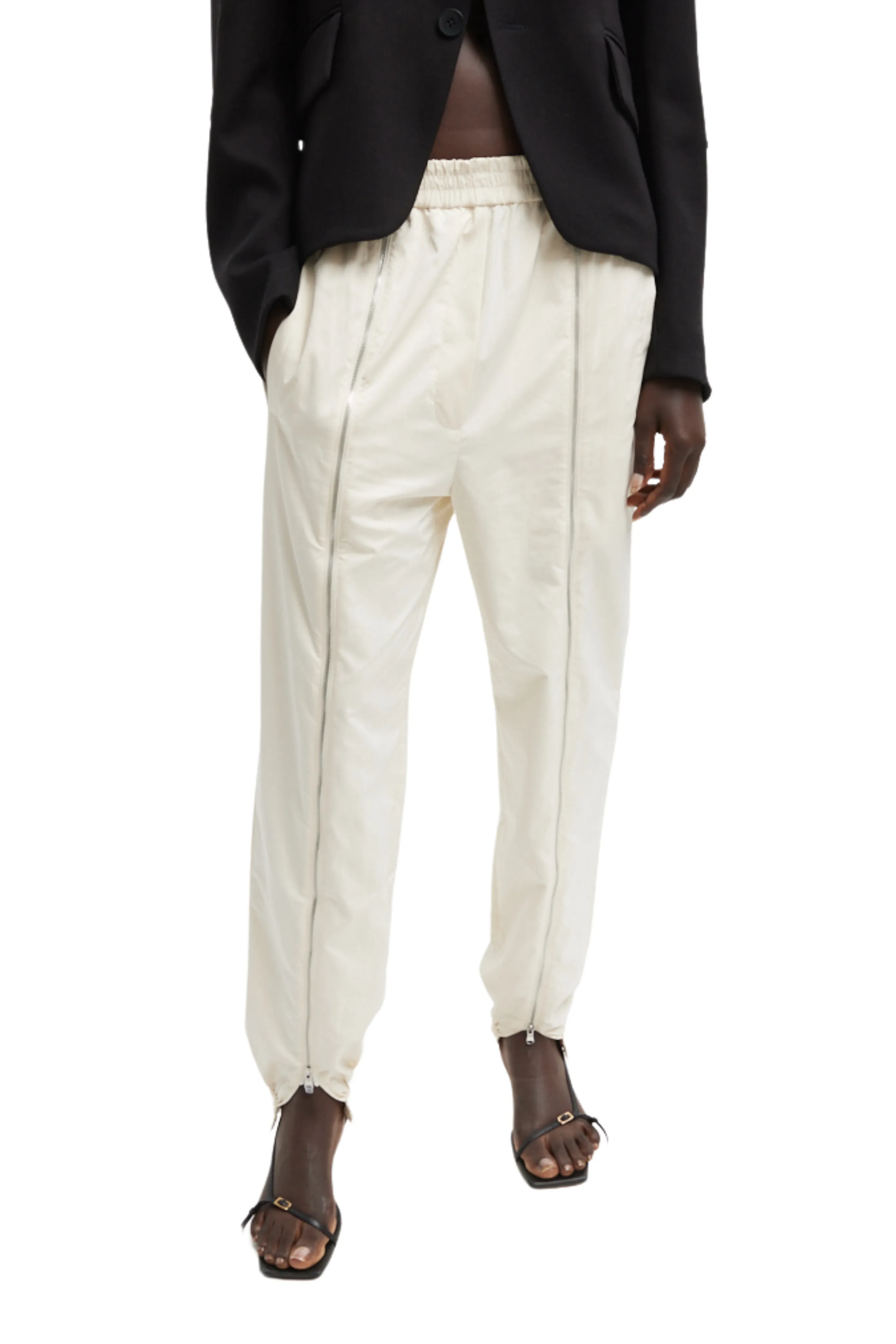 Professional Wear Stylish Comfort Nylon Zipper Jogger in Ivory