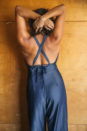 Zero Waste Manufacturing Yolked Juniper Jumpsuit in Denim Tencel
