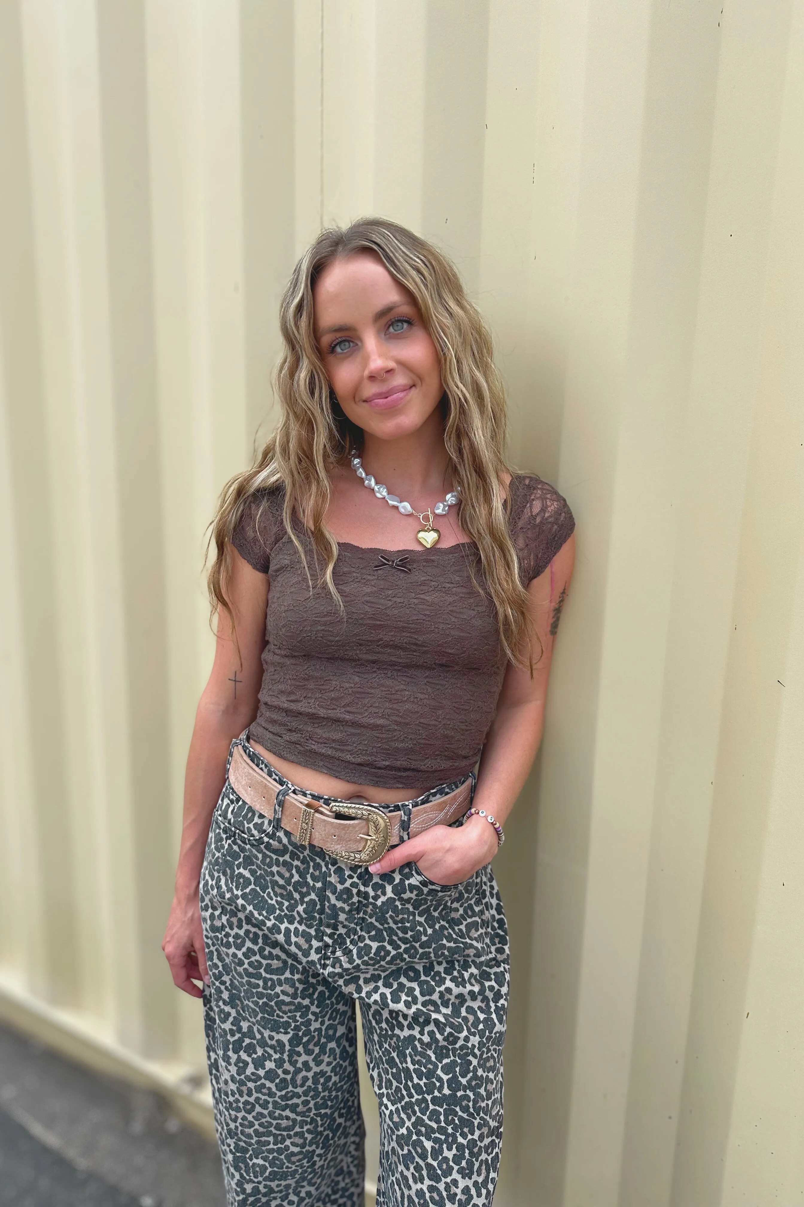 HighDurabilityWeave Cream Of The Crop Lace Short Sleeve Top