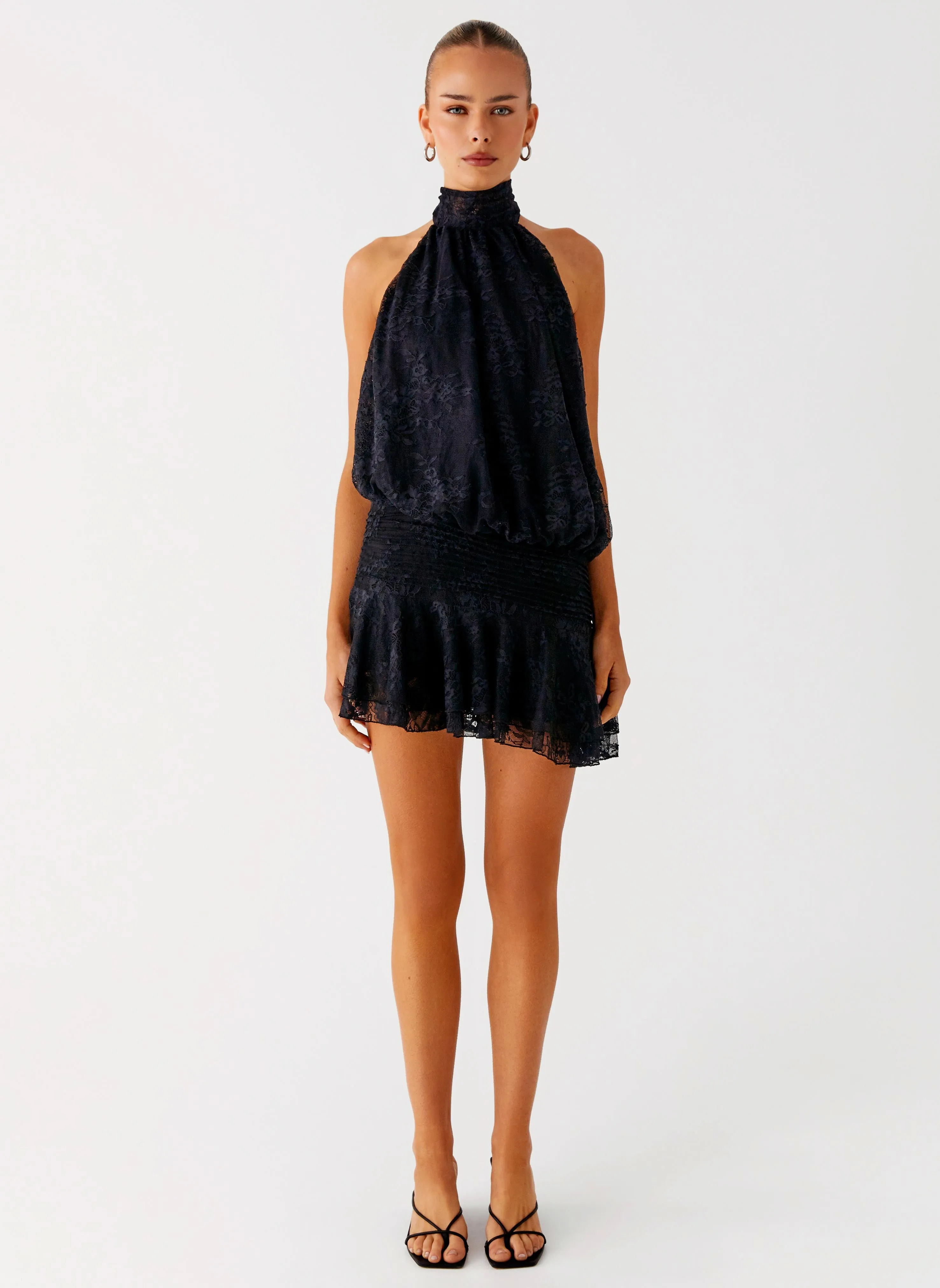 Willow Lace Mini Dress - Black Lace Layering Piece Weekend Style
