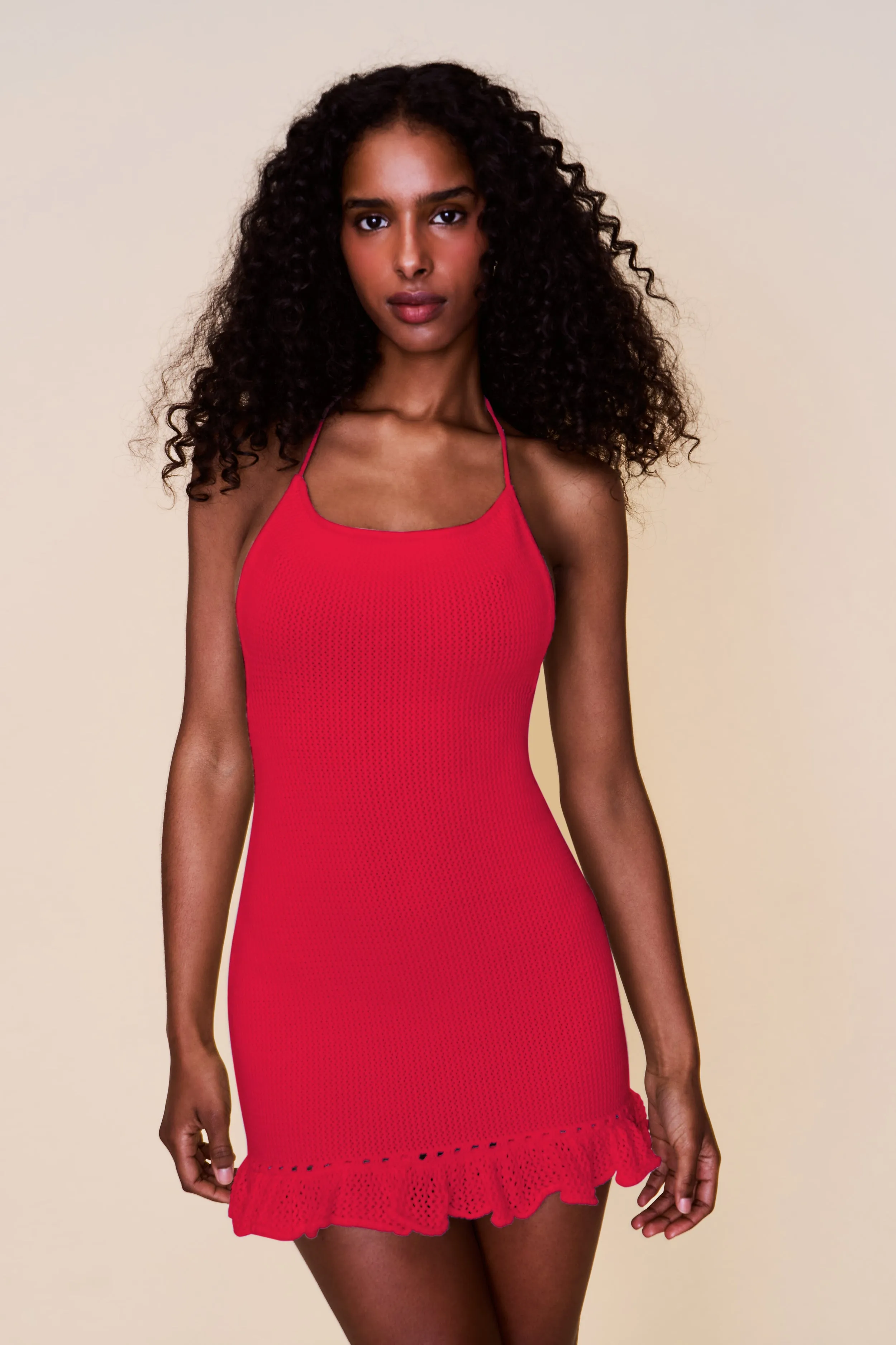 Crochet Halter Mini Dress Multi Season