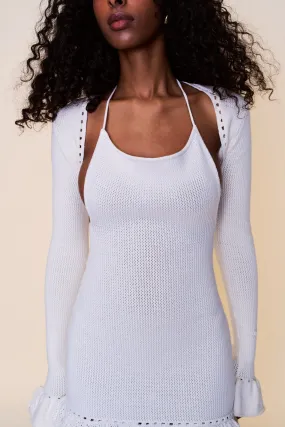 Crochet Ruffle Sleeve Bolero DoubleNeedle Stitching