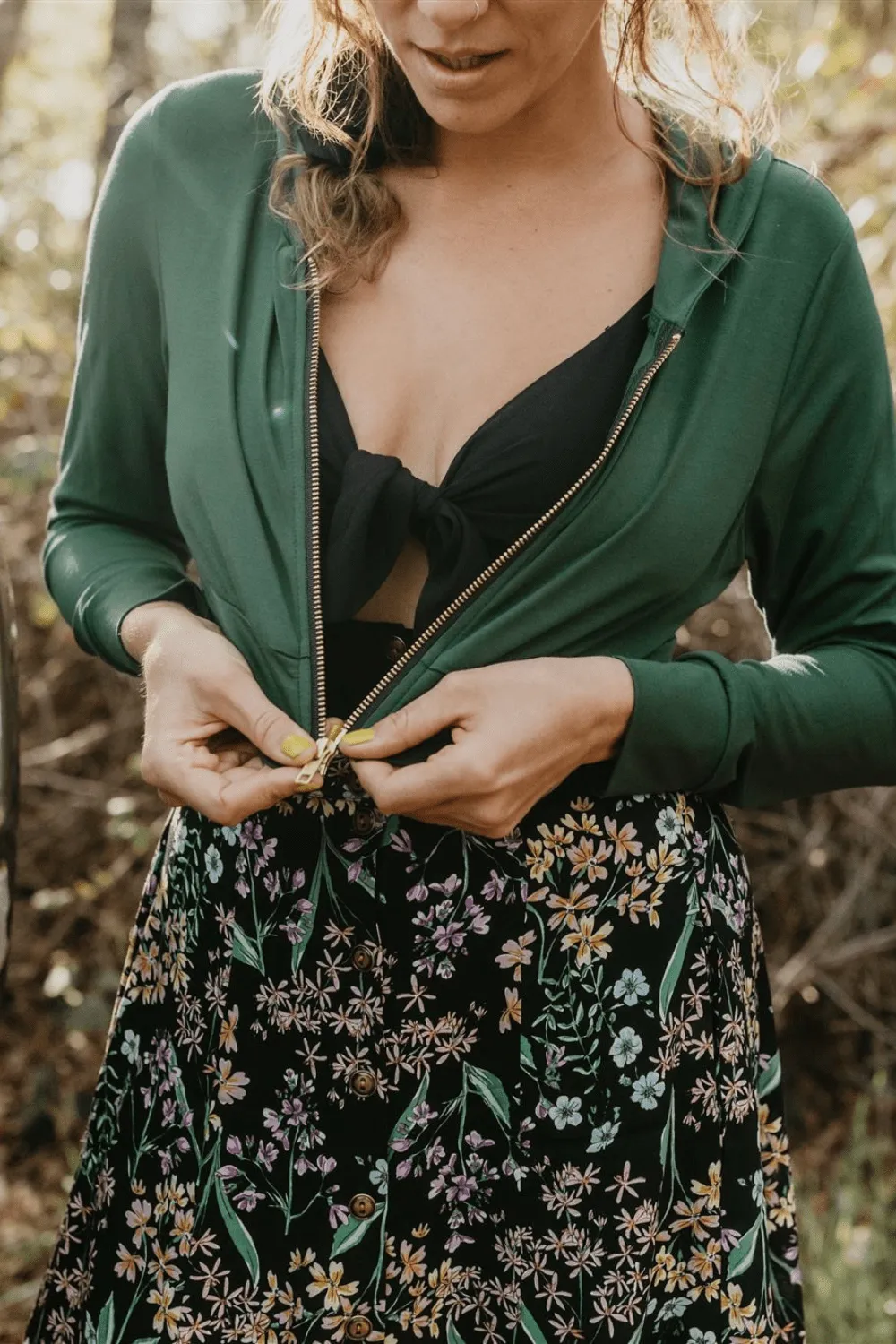 OdorResistant Treatment Cropped Hoodie in Fern Green Modal