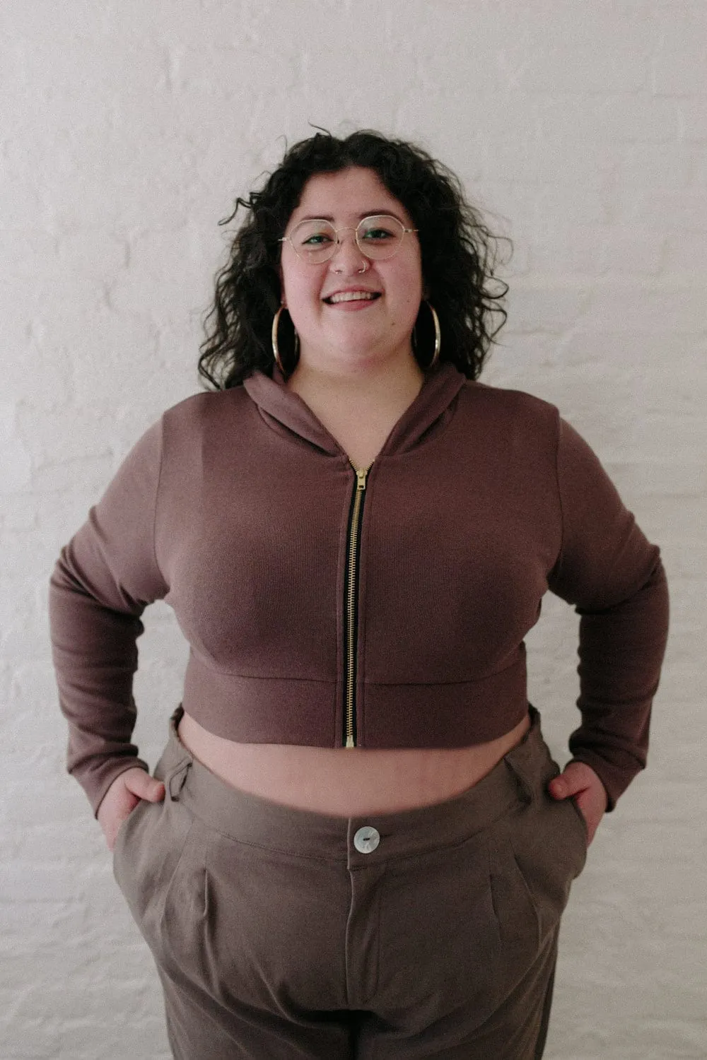 EthicallySourcedMaterial Cropped Hoodie In Sienna Rose