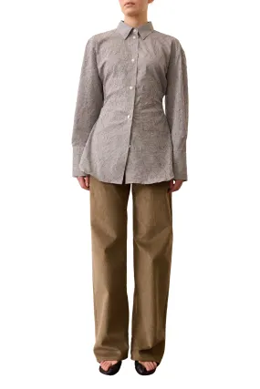 High Stretch Fabric Water Repellent Coating Crushed Checked Shaped Shirt