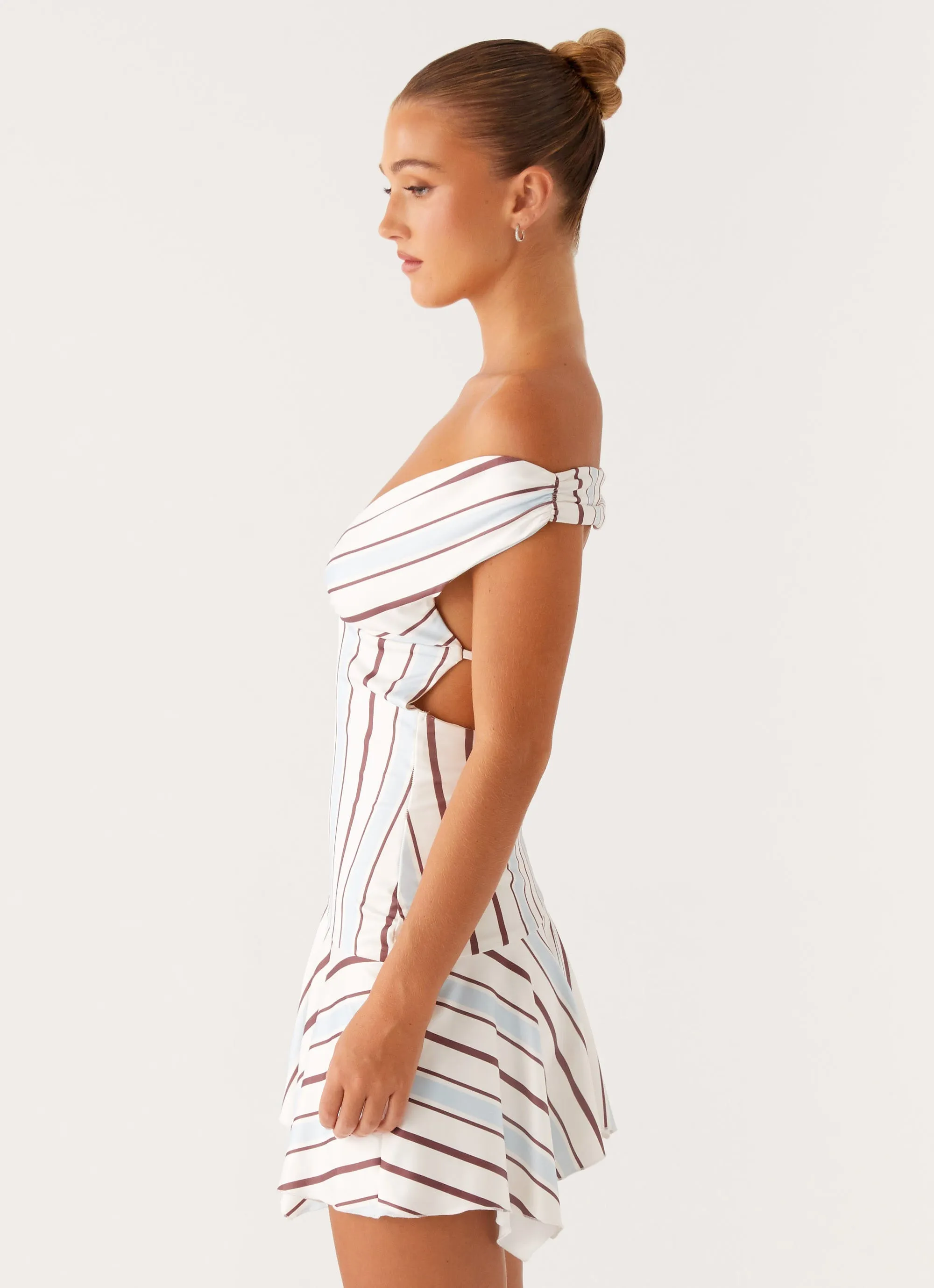 Frayed Finish Cruise Attire Kirby Mini Dress - Blue Stripe