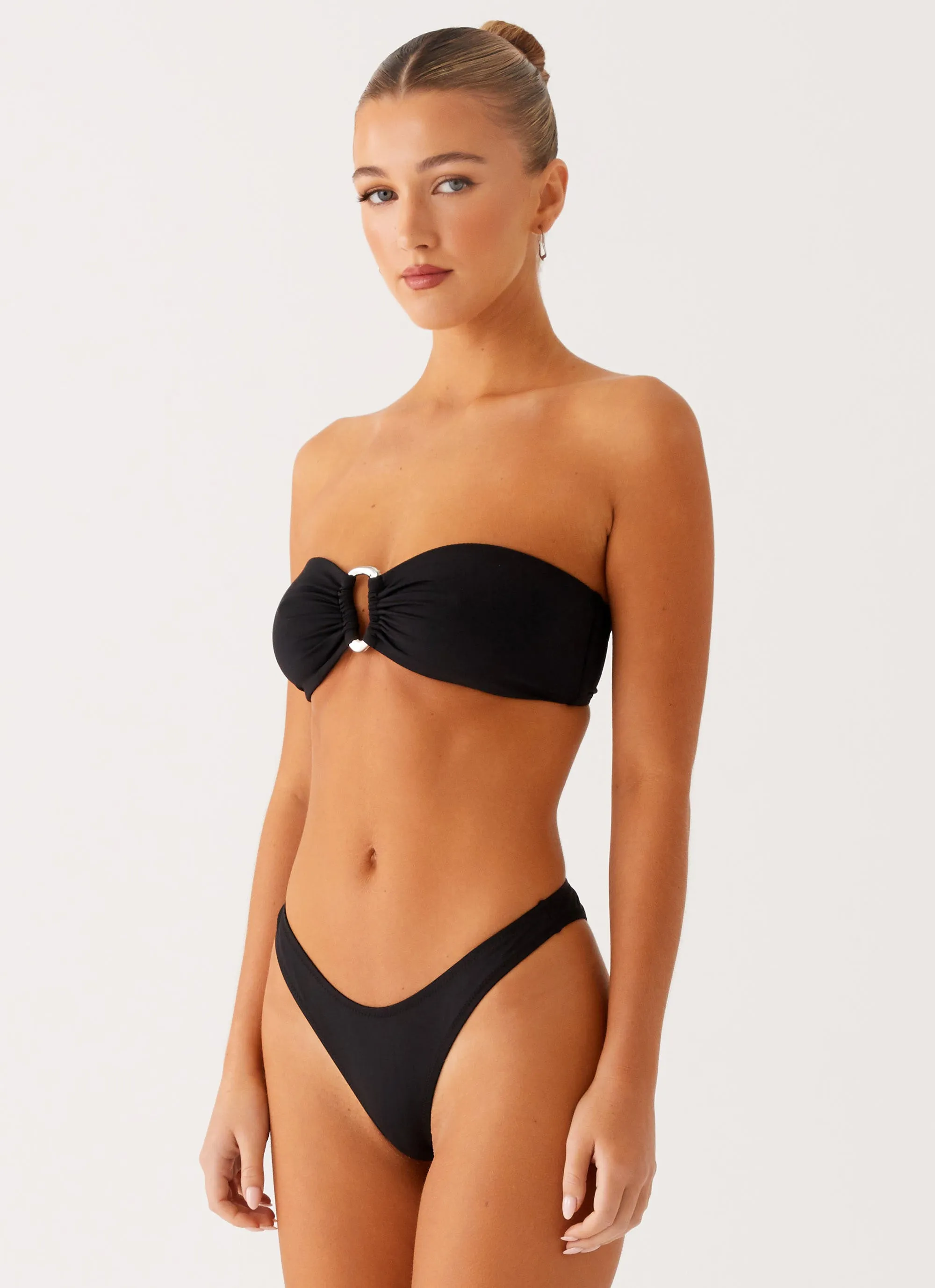 Cuba Strapless Bikini Top - Black Moisture Wicking Lining river
