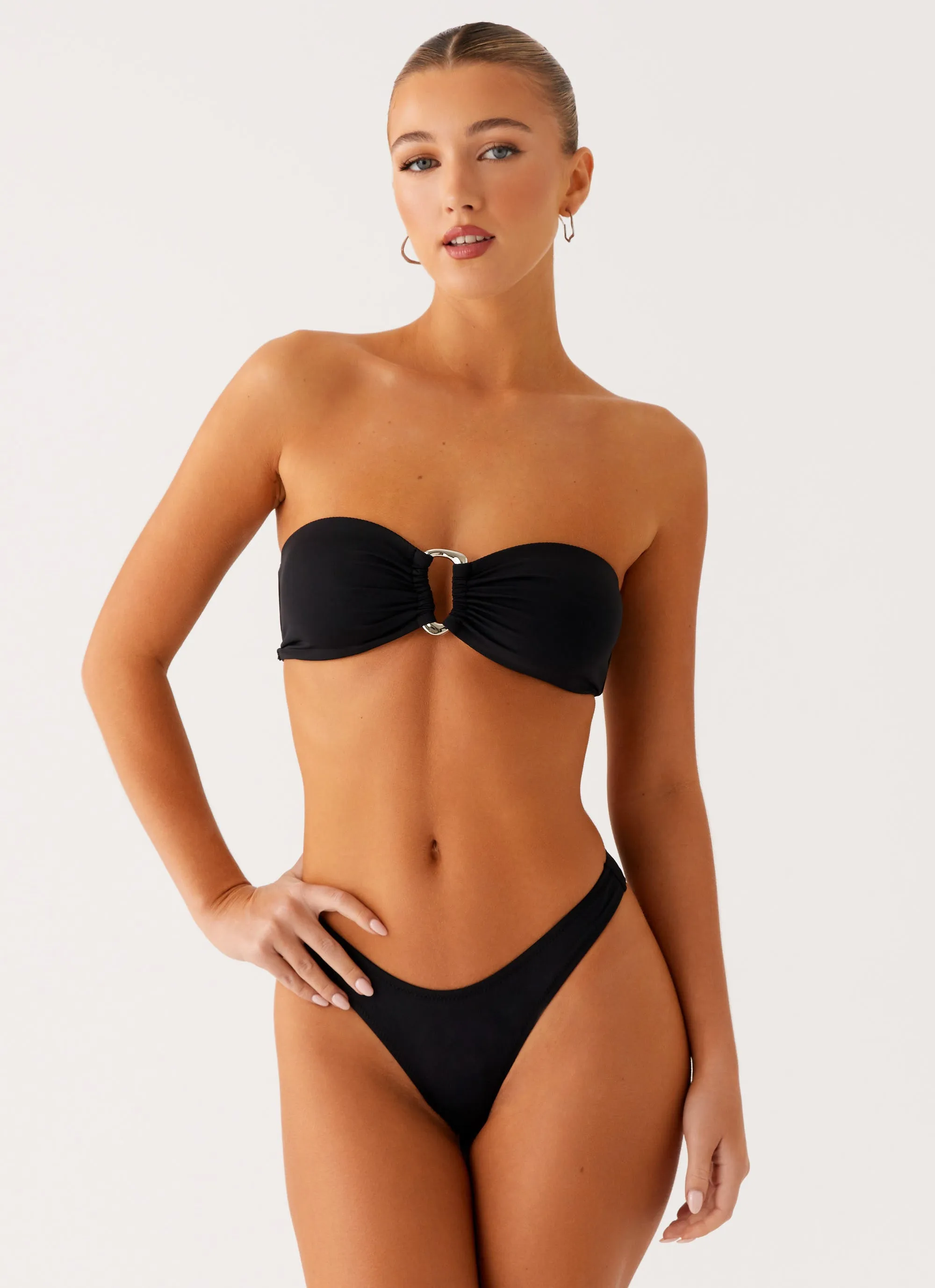 Quick Dry Technology Anti Pilling Surface Treatment Cuba Strapless Bikini Top - Black