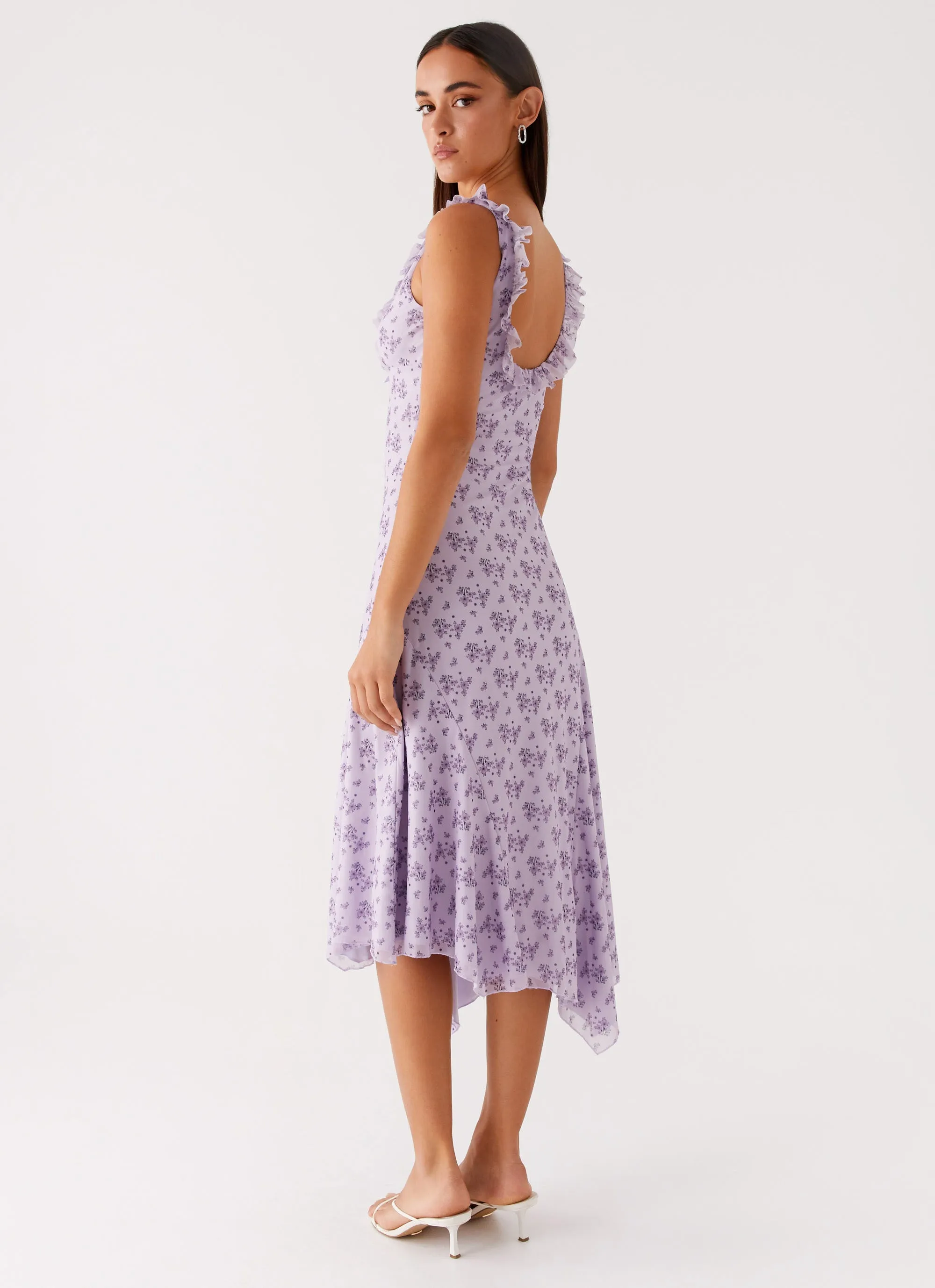 Asteri Midi Dress - Lavender Meadow Built-In-Slip Soft Appearance