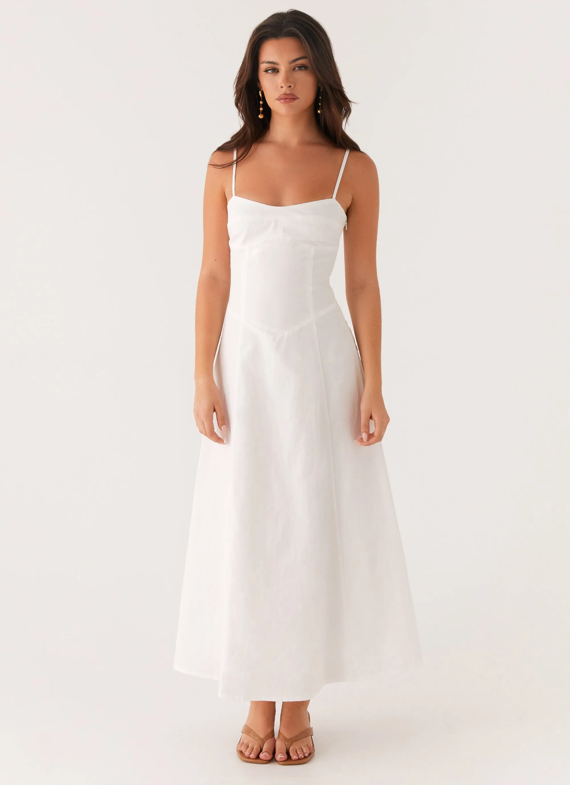 Noosa Midi Dress - White Semi Sheer