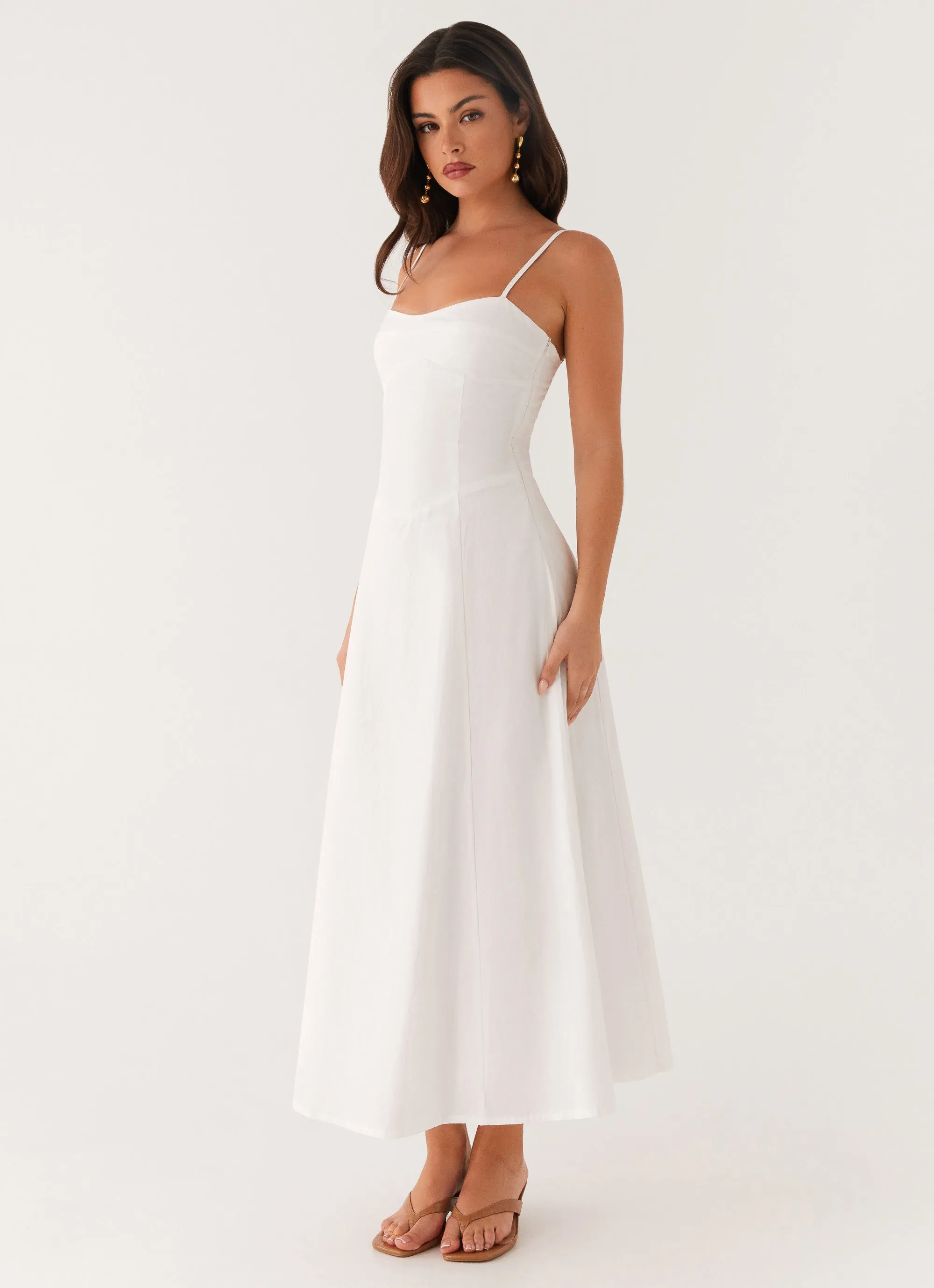 Underwire-Support Feminine full-length gown Noosa Midi Dress - White
