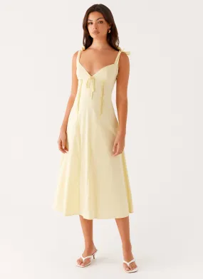 Dreamy Presence Classic and Modern Adela Midi Dress - Yellow