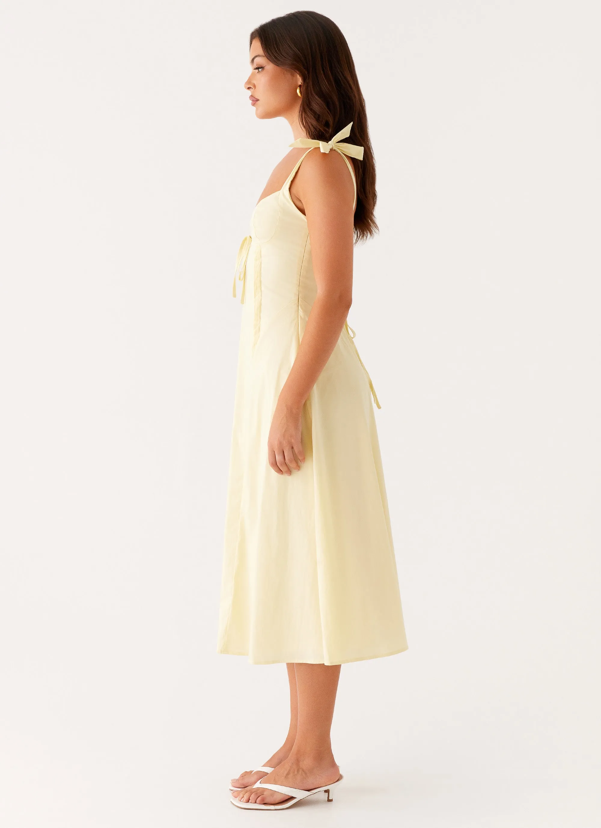 Adela Midi Dress - Yellow Elegant Motion