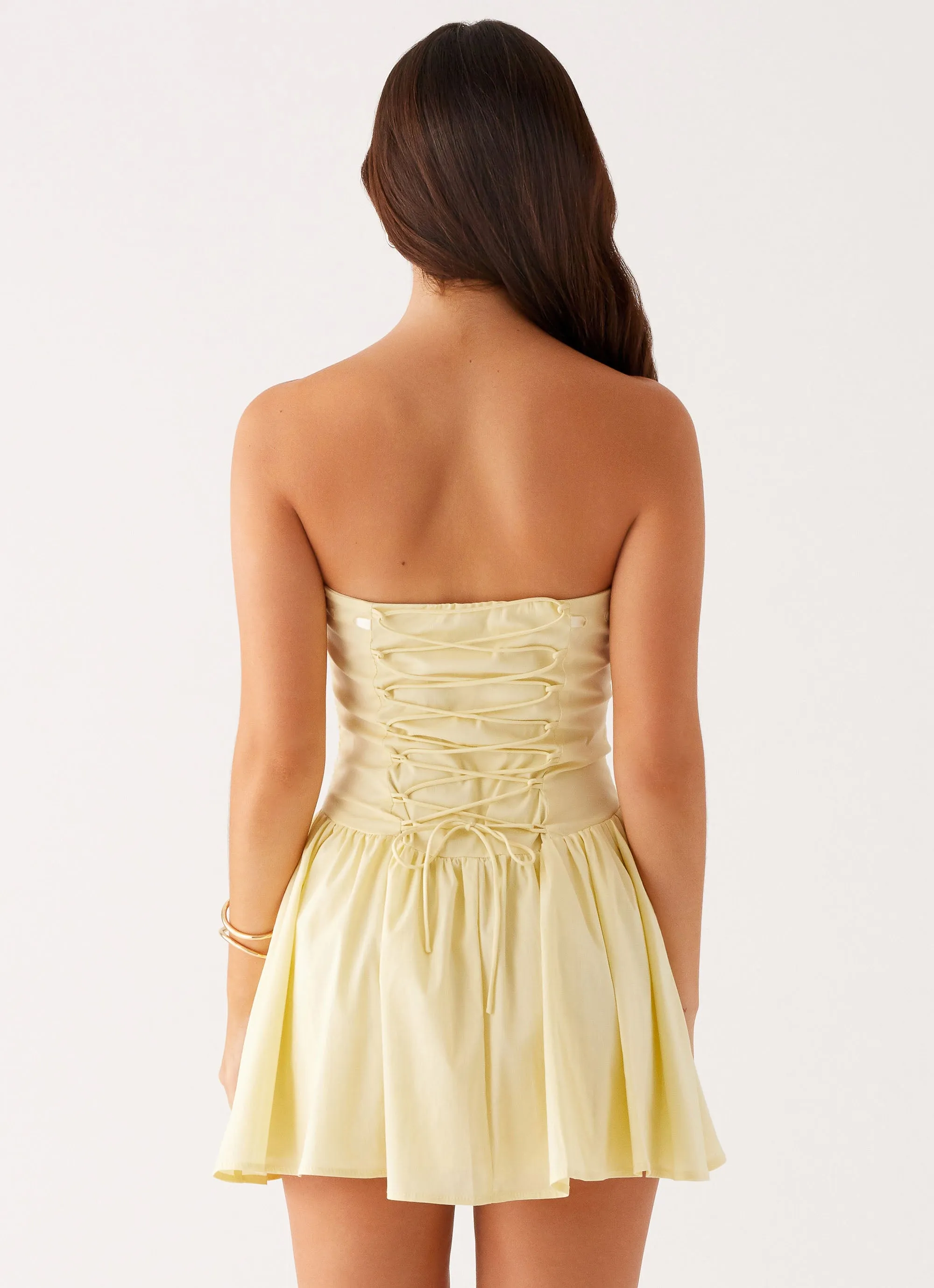 Kienna Strapless Mini Dress - Yellow Easy Style Lightwear Look