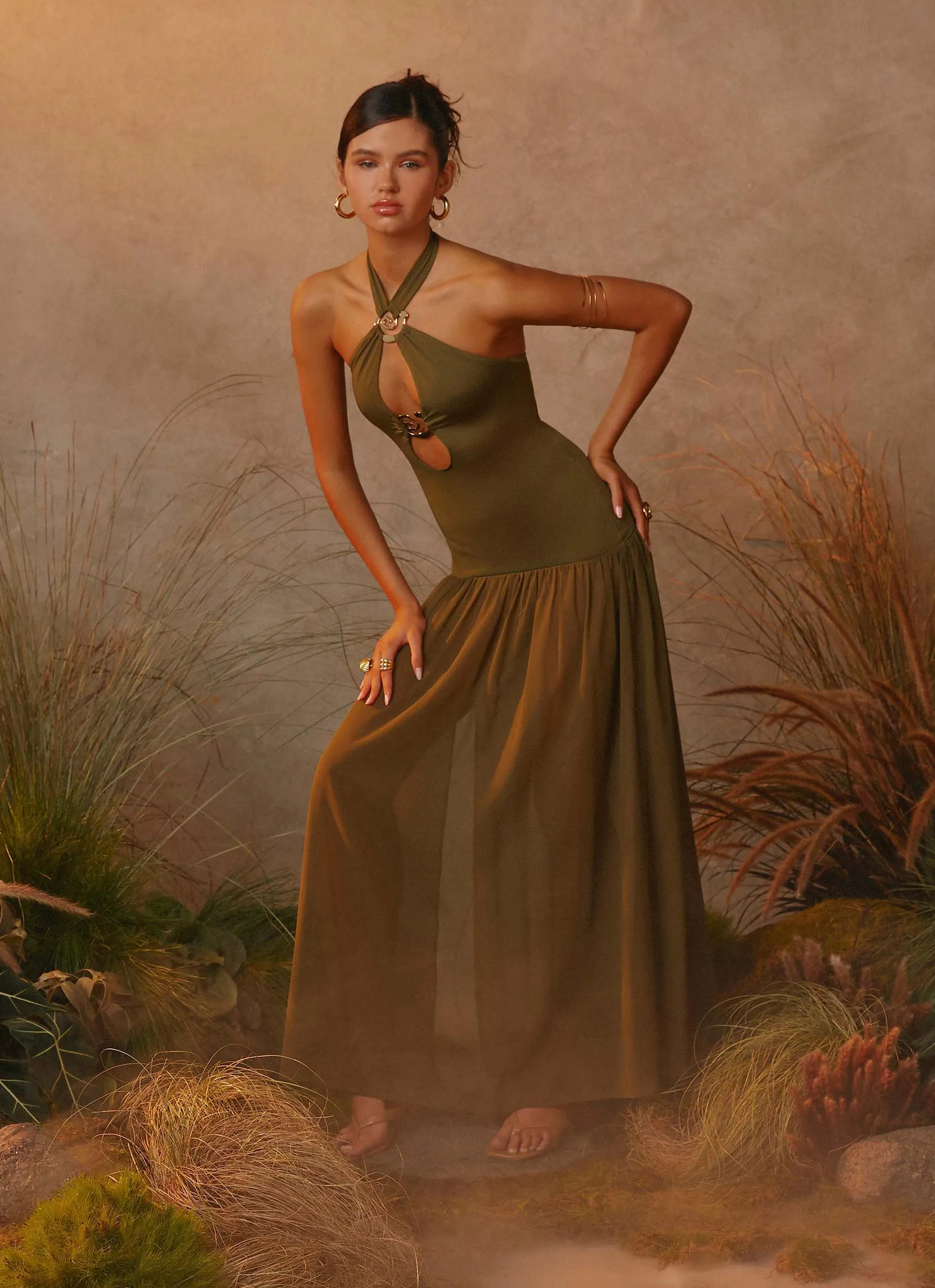 Cypress Kiss Maxi Dress - Khaki Modern Touch Bold Movement