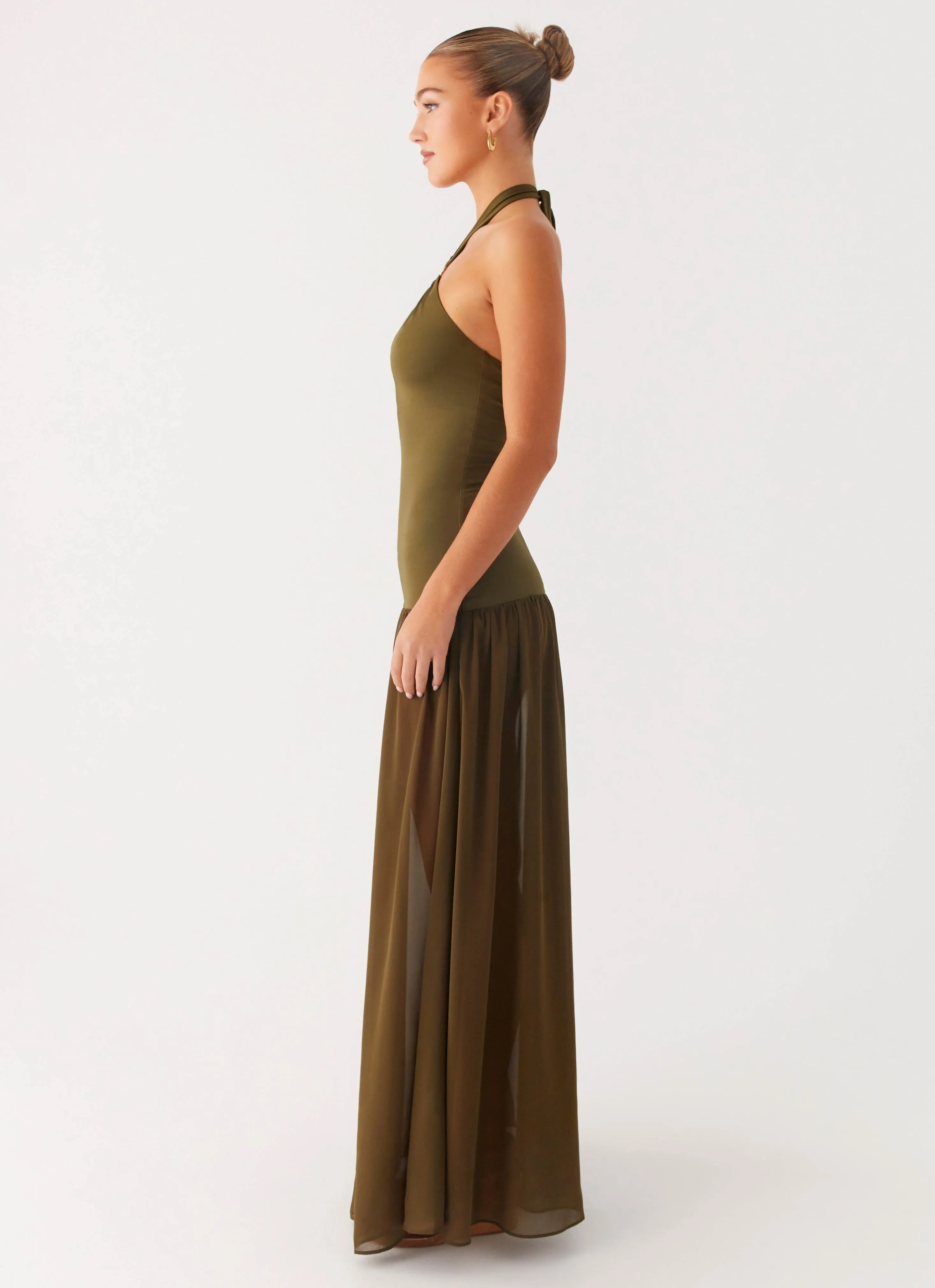 Anti-bacterial Indoor Event Cypress Kiss Maxi Dress - Khaki