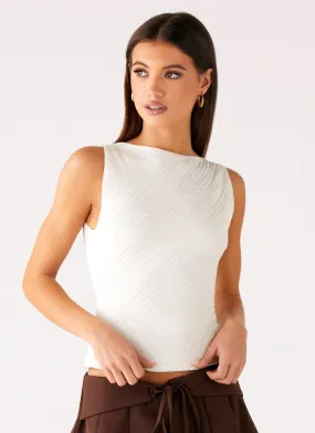 QuickPackFoldableDesign Cypriana Tie Back Top - White