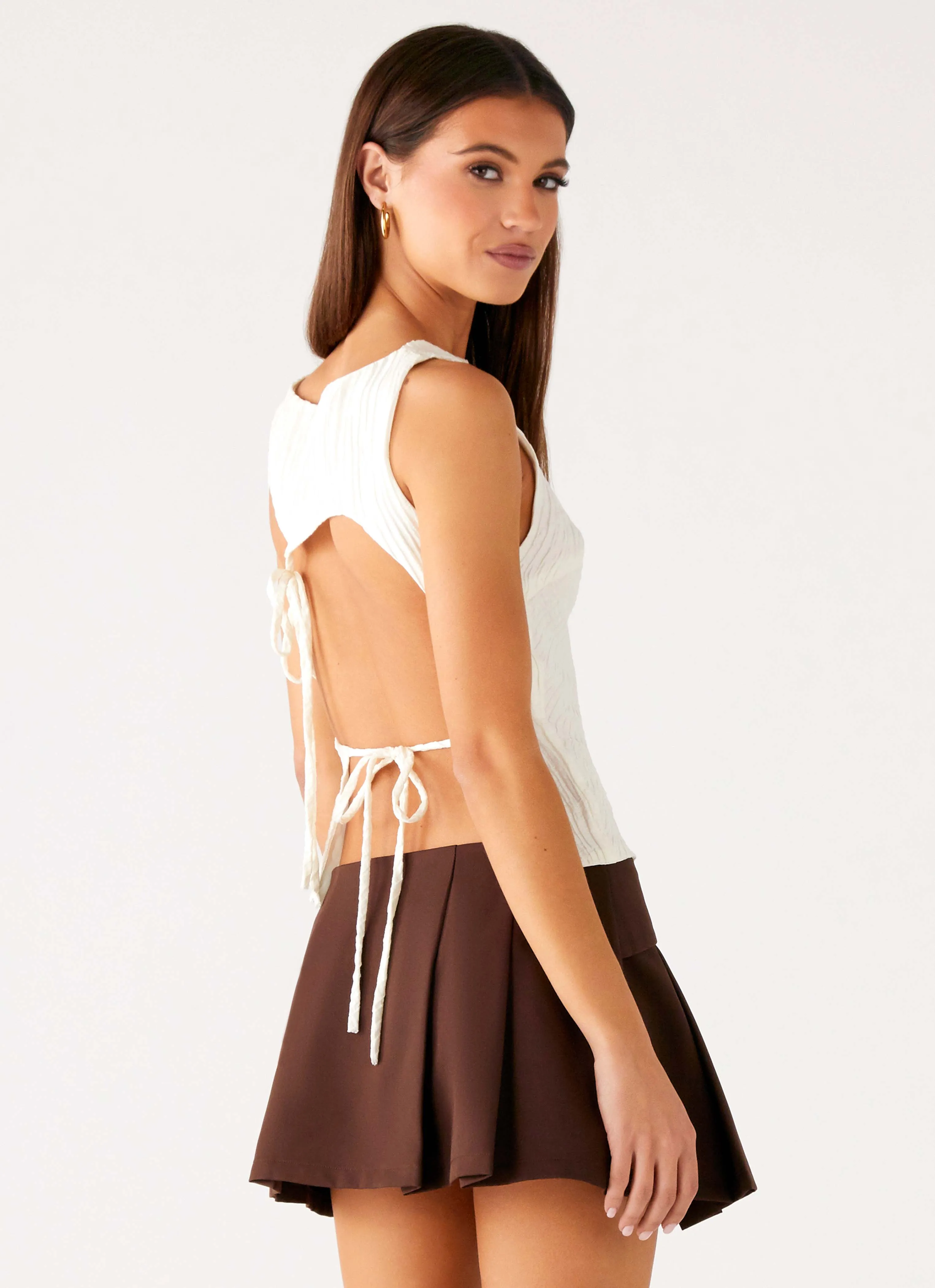 Cypriana Tie Back Top - White BuiltInLayer