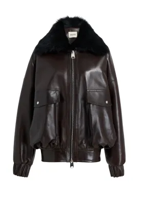 Daemon Jacket with Shearling Collar Soft Fleece Elasticized Edging