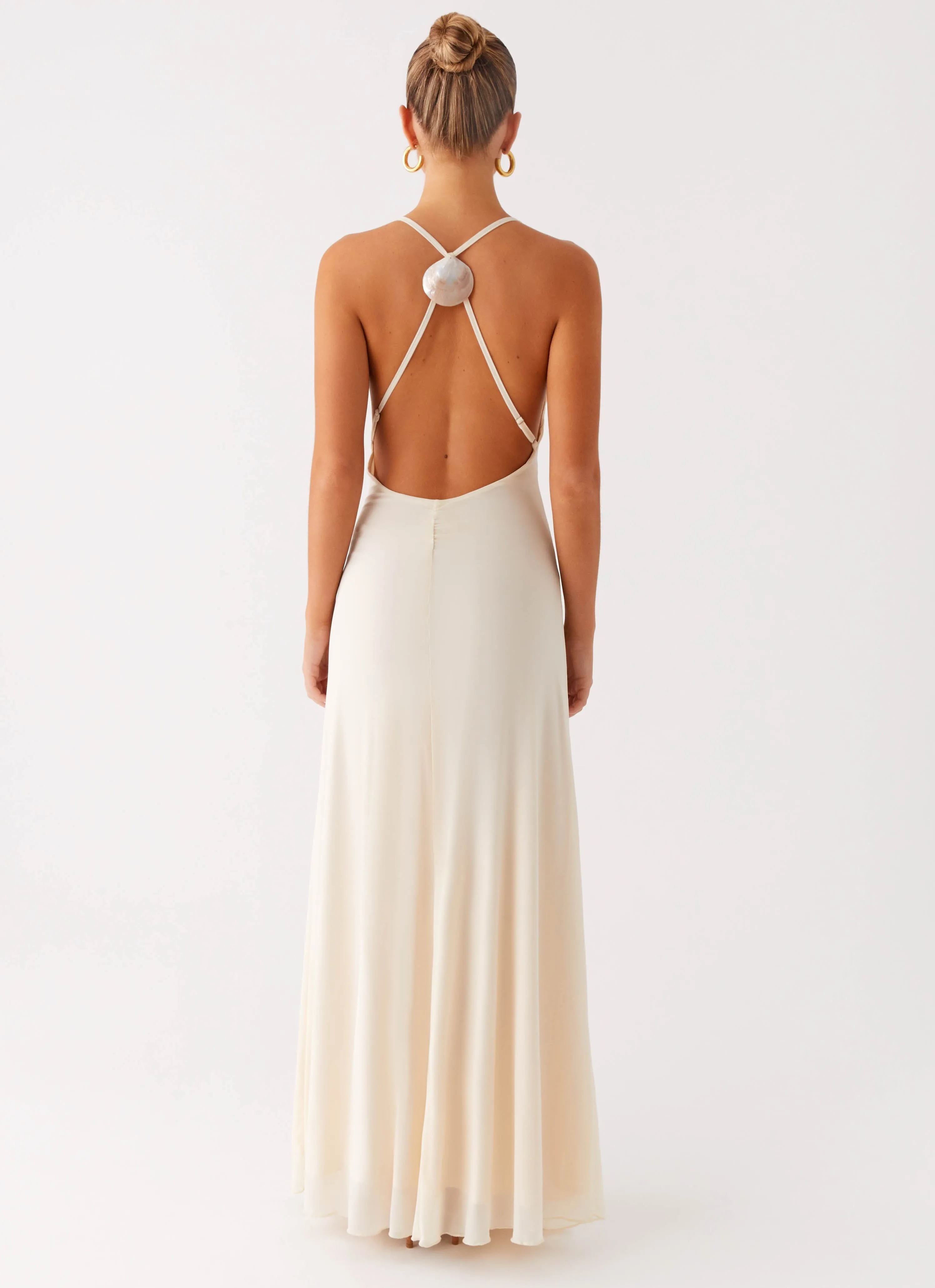 Dahliana Maxi Dress - Off White Silk Shine Street Mode