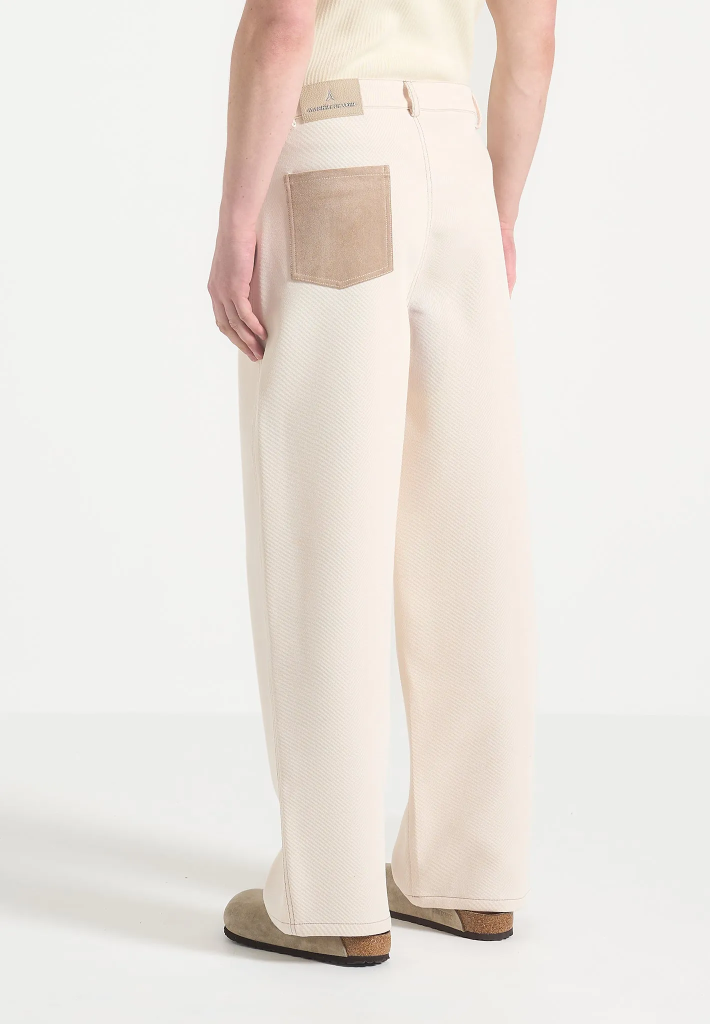 Reliable Basic Lazare - Wide Leg Twill Jeans - Cream