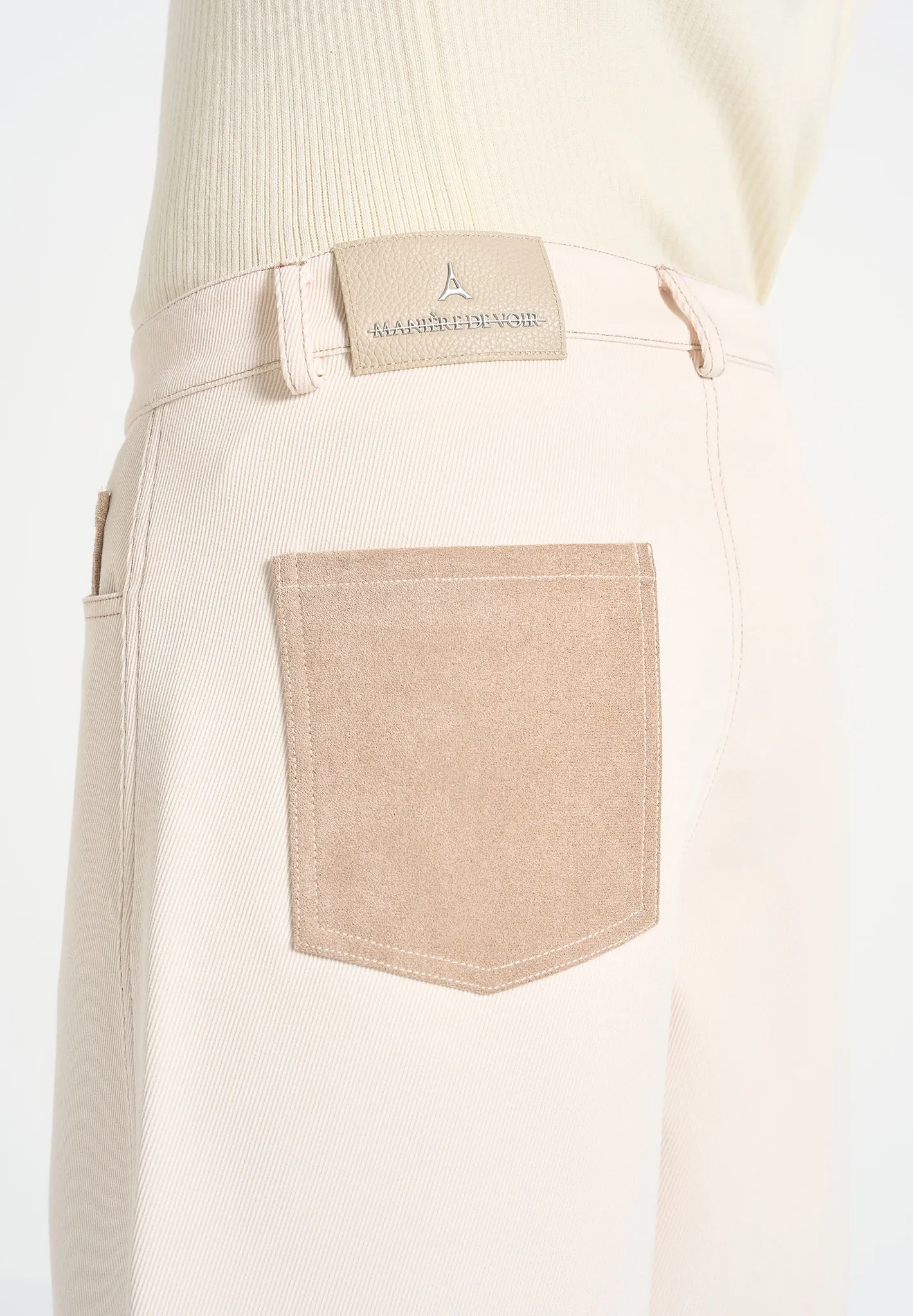 Lazare - Wide Leg Twill Jeans - Cream Simple Layers Formal Fashion Lover
