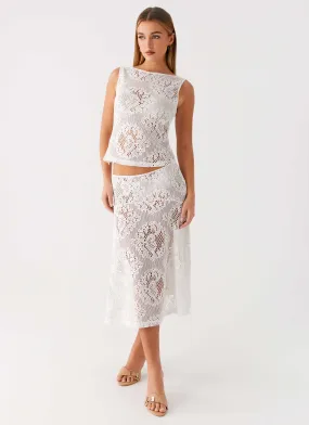 Virelle Lace Midi Skirt - Ivory Relax Outfit Smart Comfort