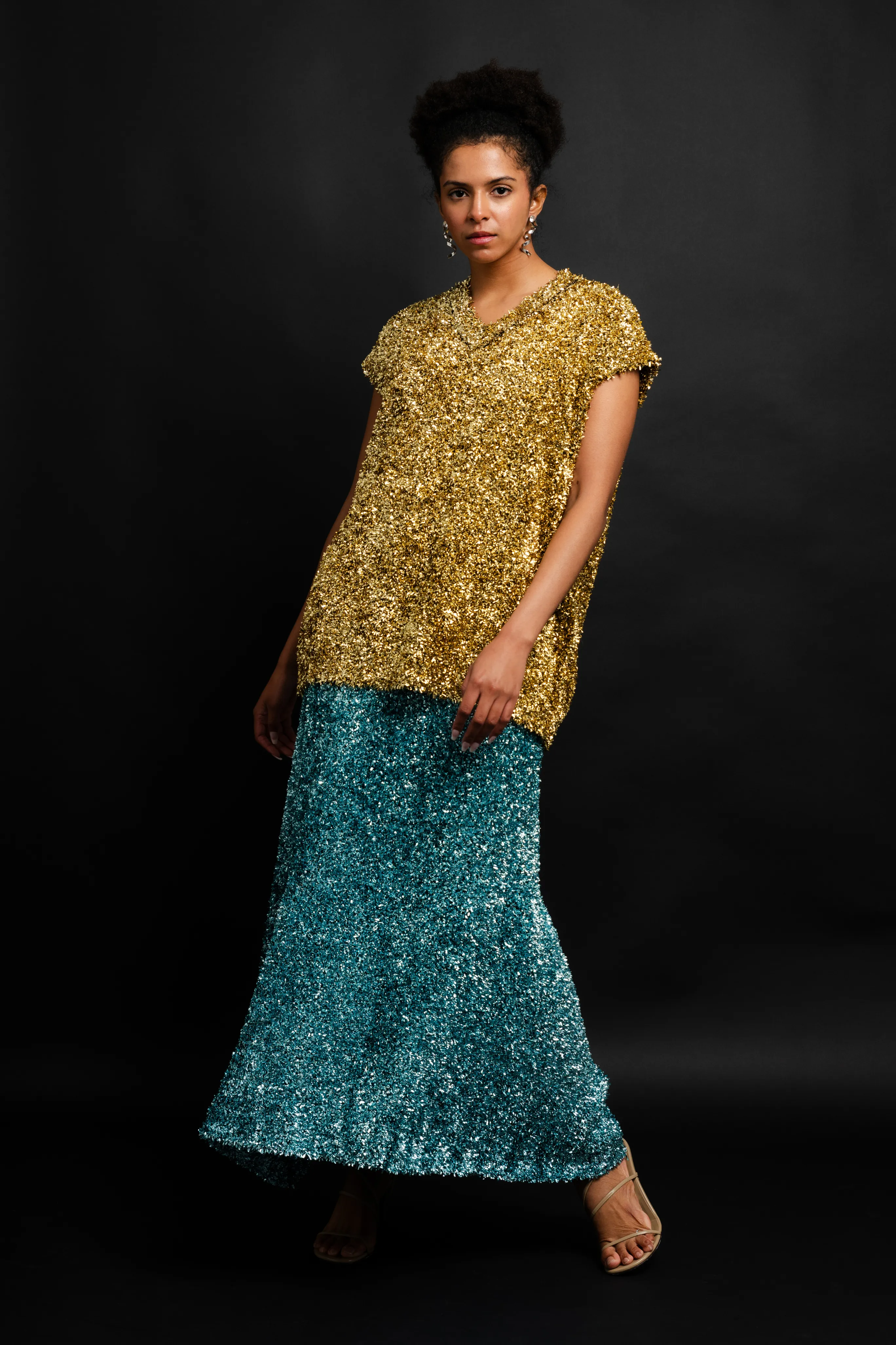 Structured Shape Zander Metallic Skirt