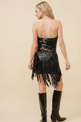 Dakota Fringe Buckle Dress- Leather Easy Pretty