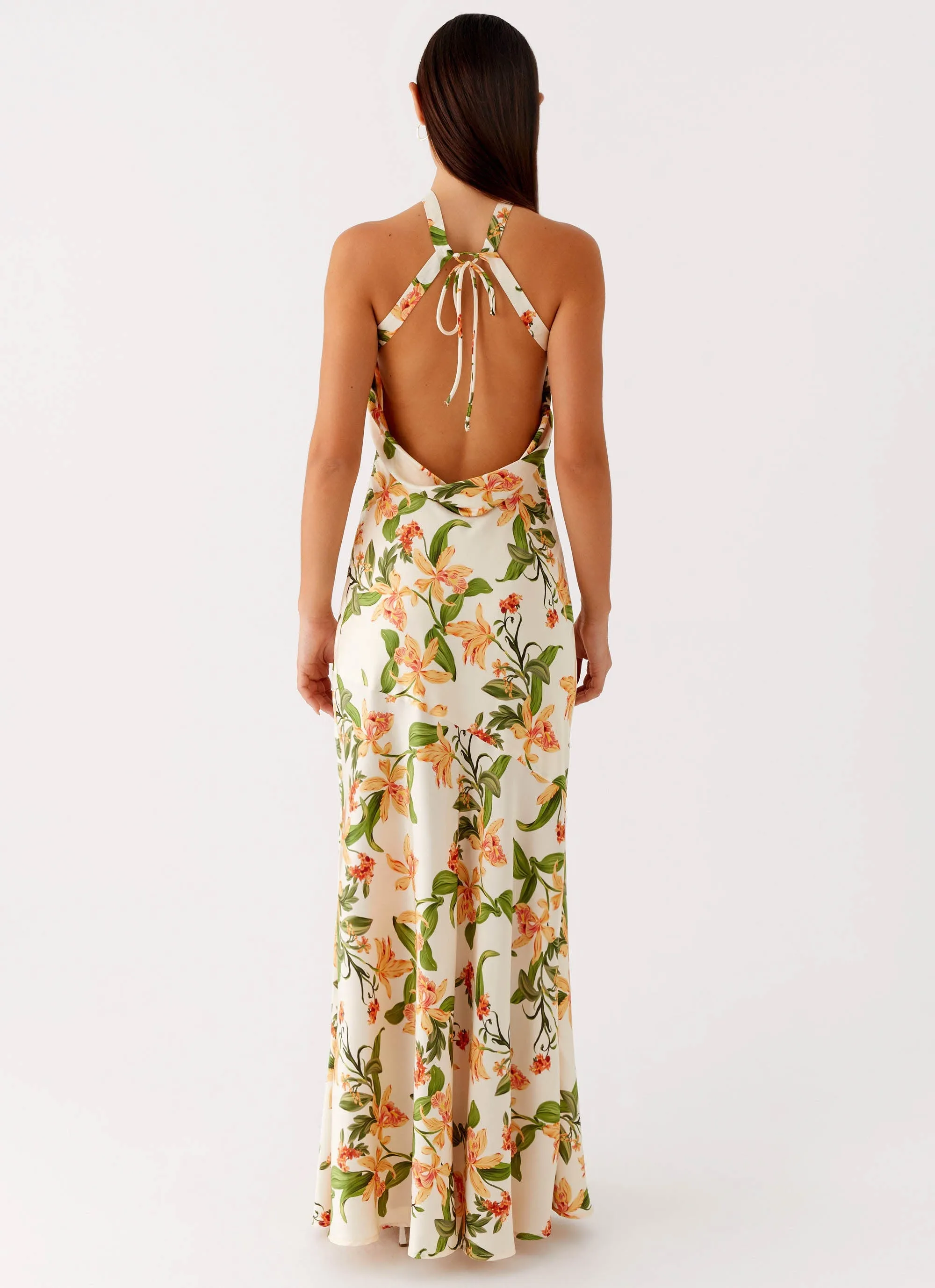 Damali Satin Maxi Dress - Floral Print Festival Mood