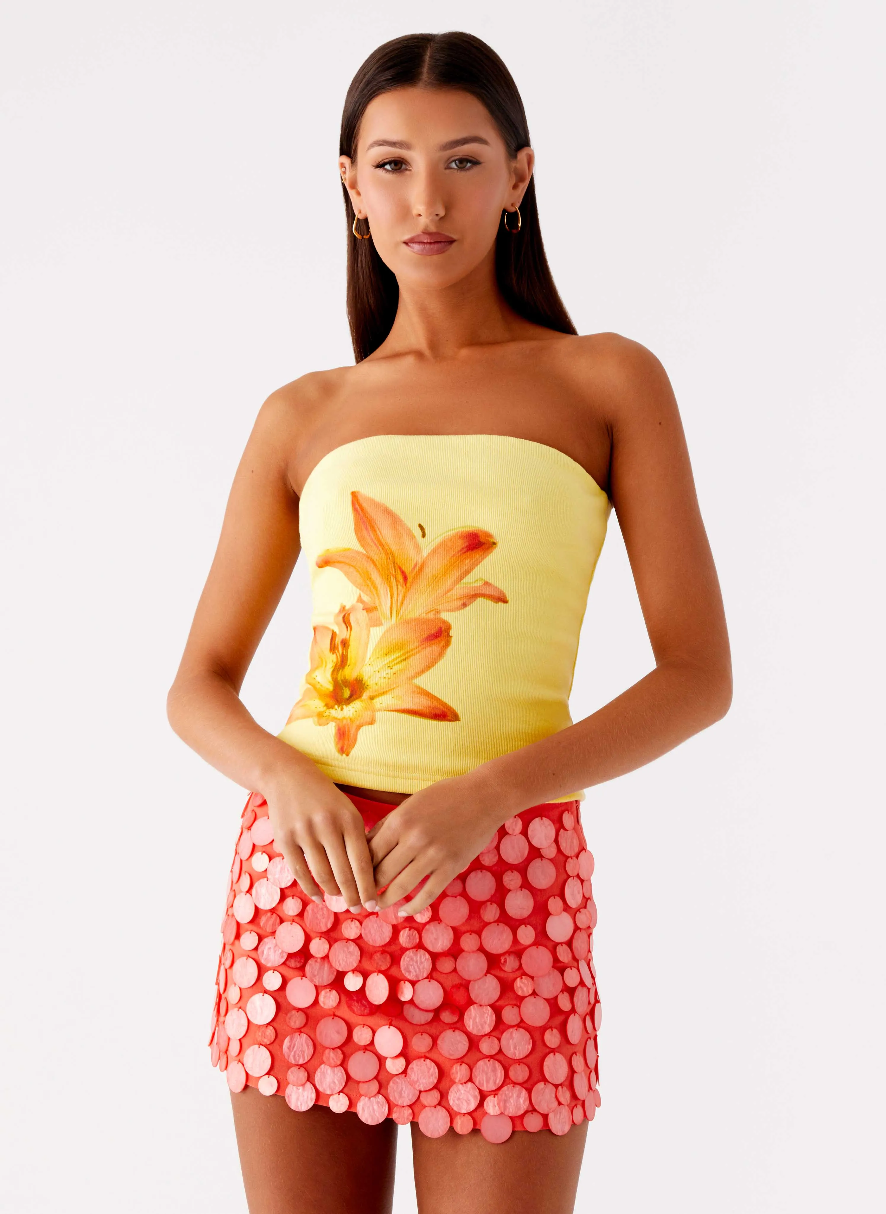 Danta Strapless Top - Yellow AdjustableCuffs