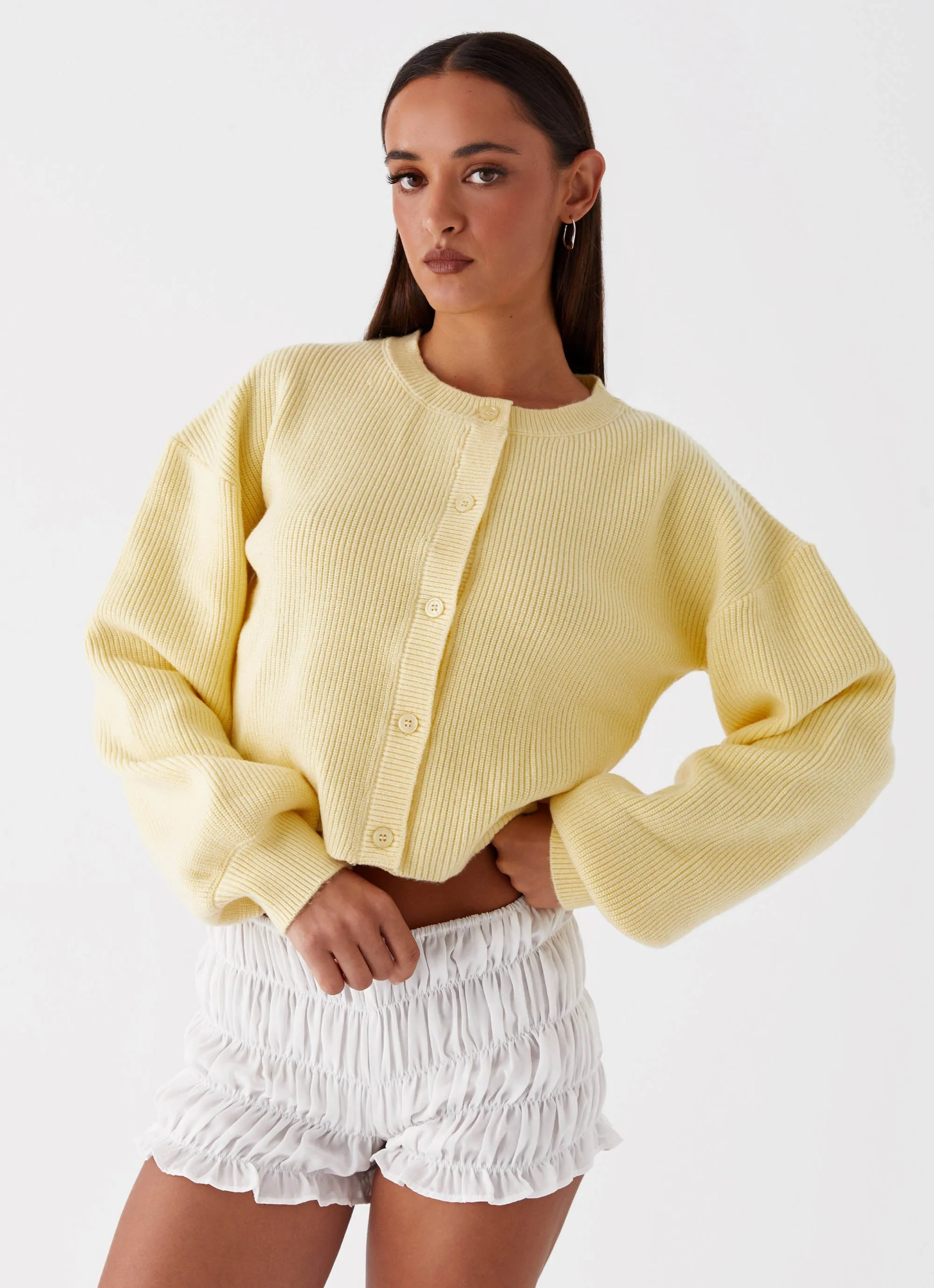 Daphne Knit Cardigan - Butter Yellow Climate Responsive Textile