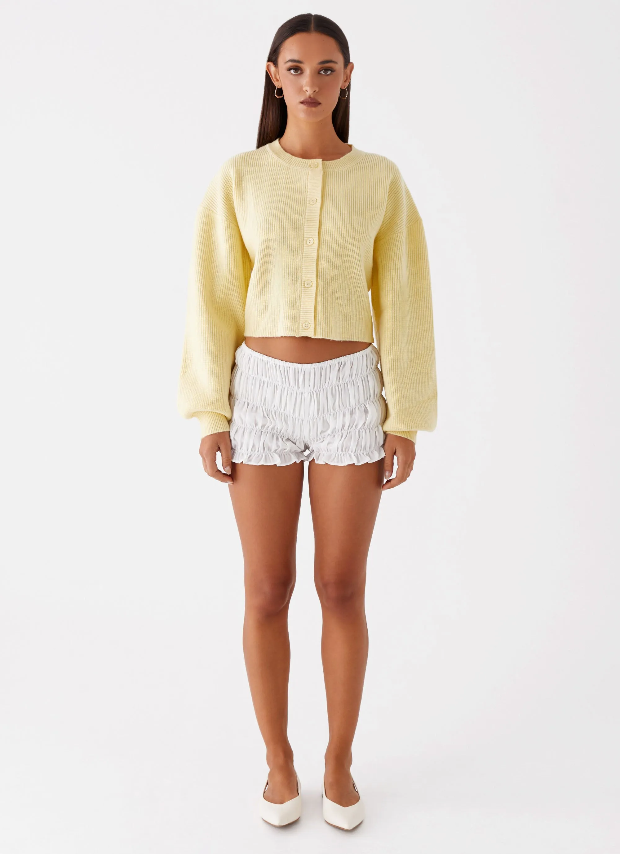 Daphne Knit Cardigan - Butter Yellow Crisp Walk Look Bonded seams