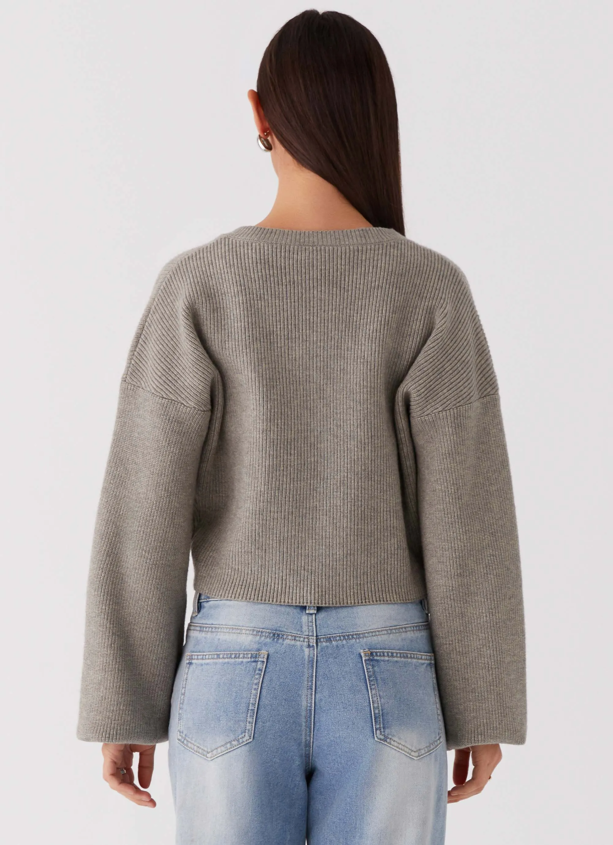 Mild Weather Daphne Knit Cardigan - Light Grey