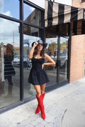 Darcy Poplin Mini Dress - Black Lightweight Fit Quick Fit