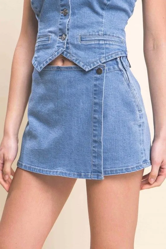 Loose High Quality Morning Stroll Darlin Denim Skort
