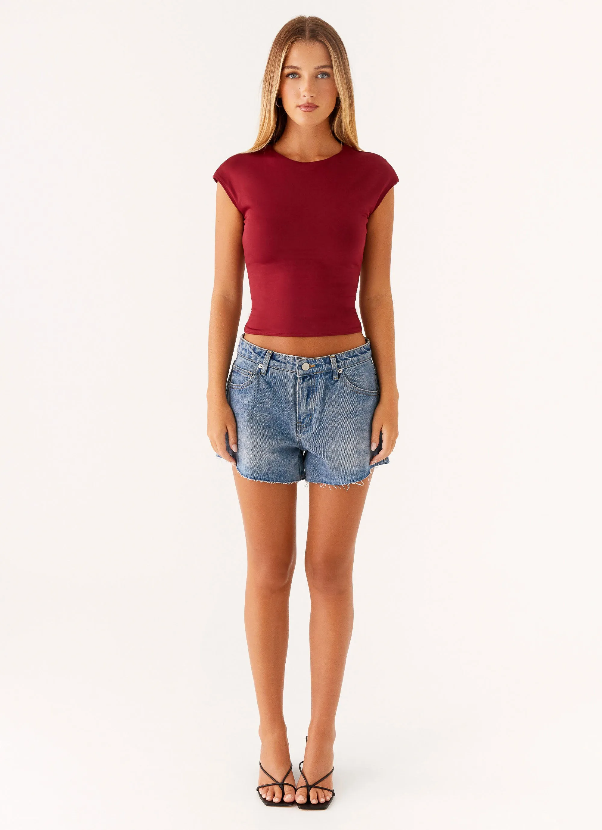 Davie Low Rise Denim Shorts - Blue Effortless Look