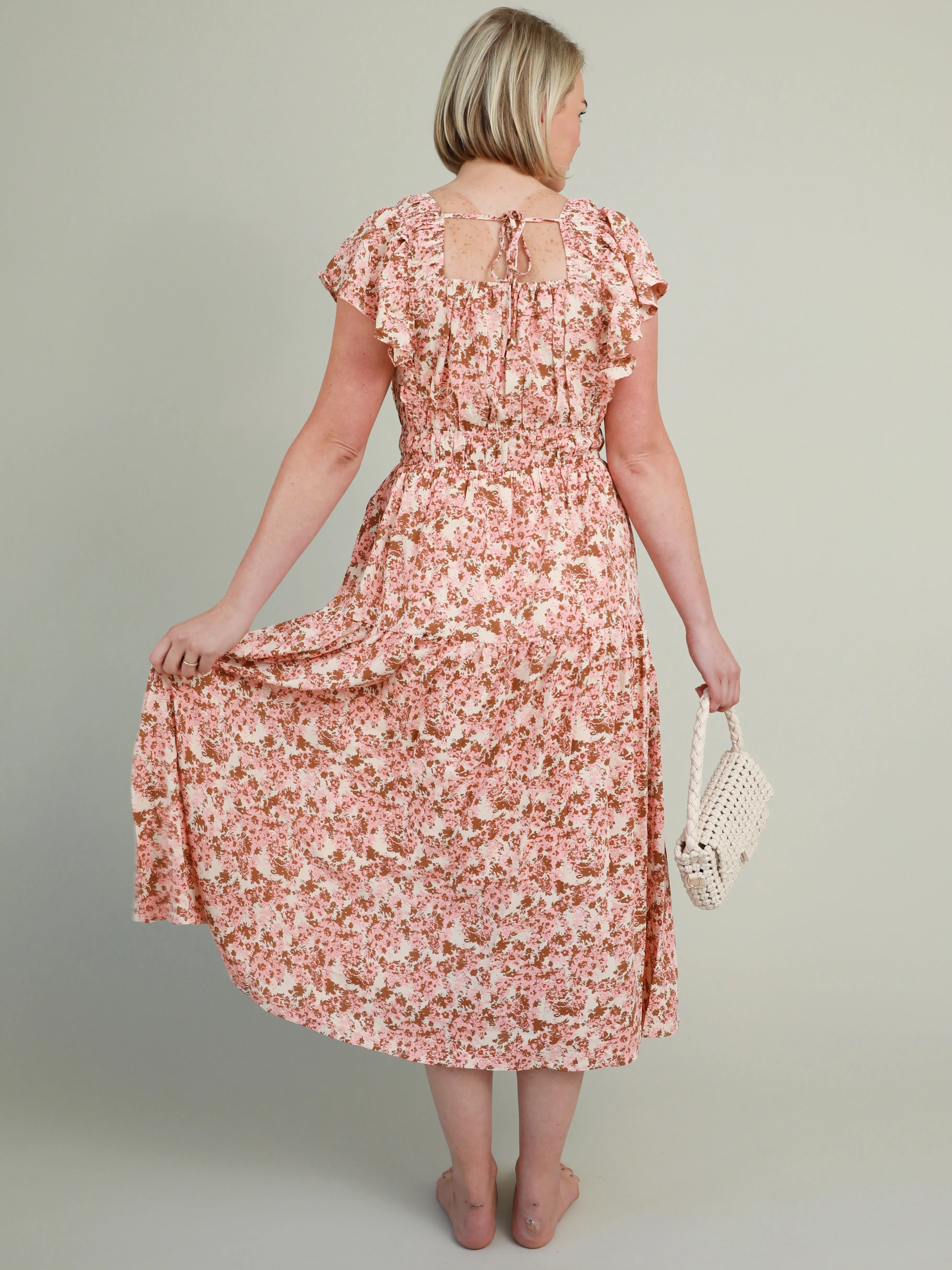 Wool-Blend Watercolor Midi Dress