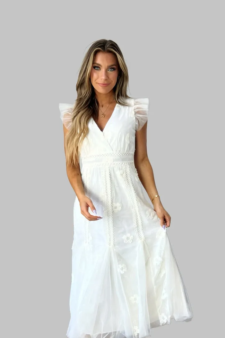 Modern Layering Stirling Floral Embroidered Midi Dress