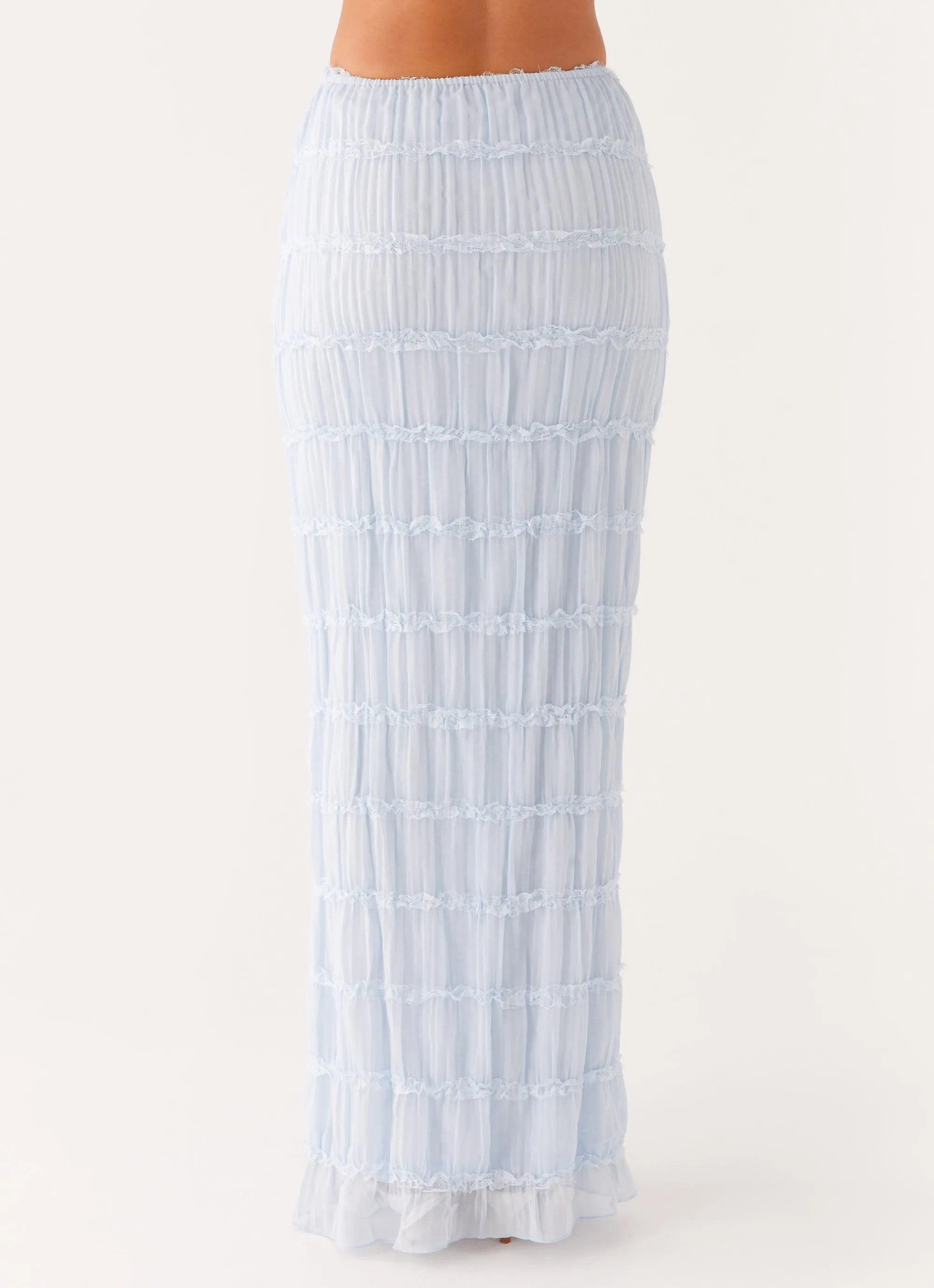 Refined Sophistication Daydreaming Low Rise Maxi Skirt - Blue