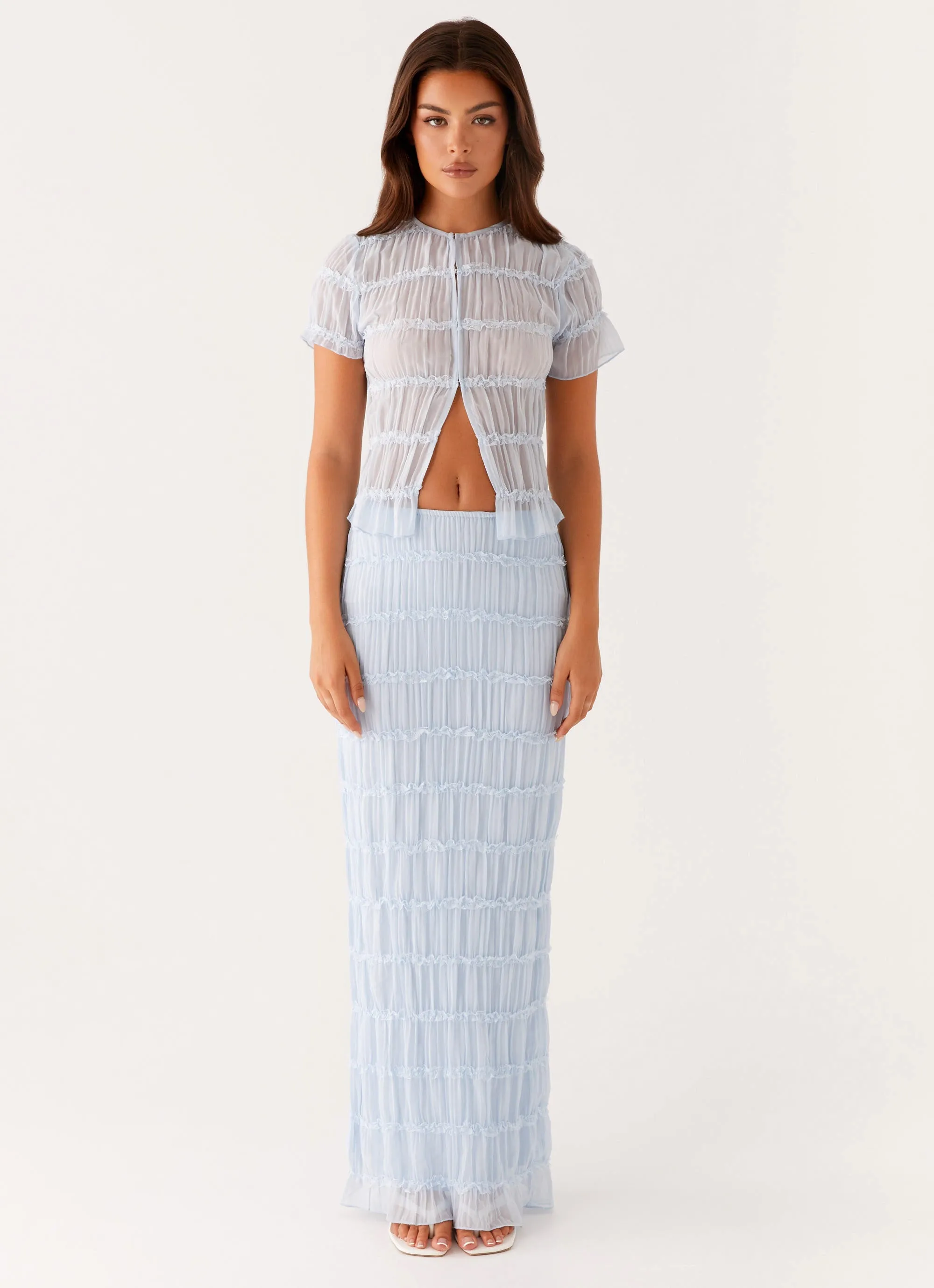 Daydreaming Low Rise Maxi Skirt - Blue Signature Line Street Ready