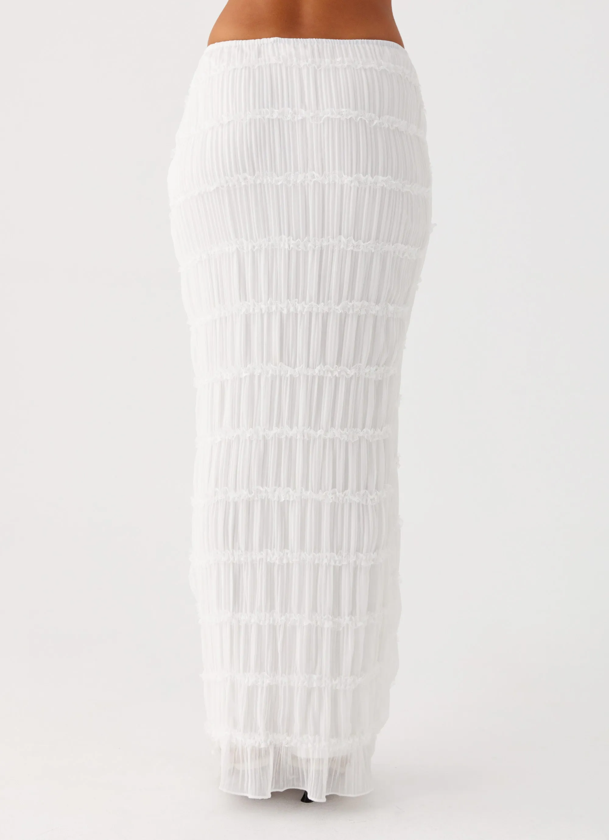 Knitted Fabric Daydreaming Low Rise Maxi Skirt - White