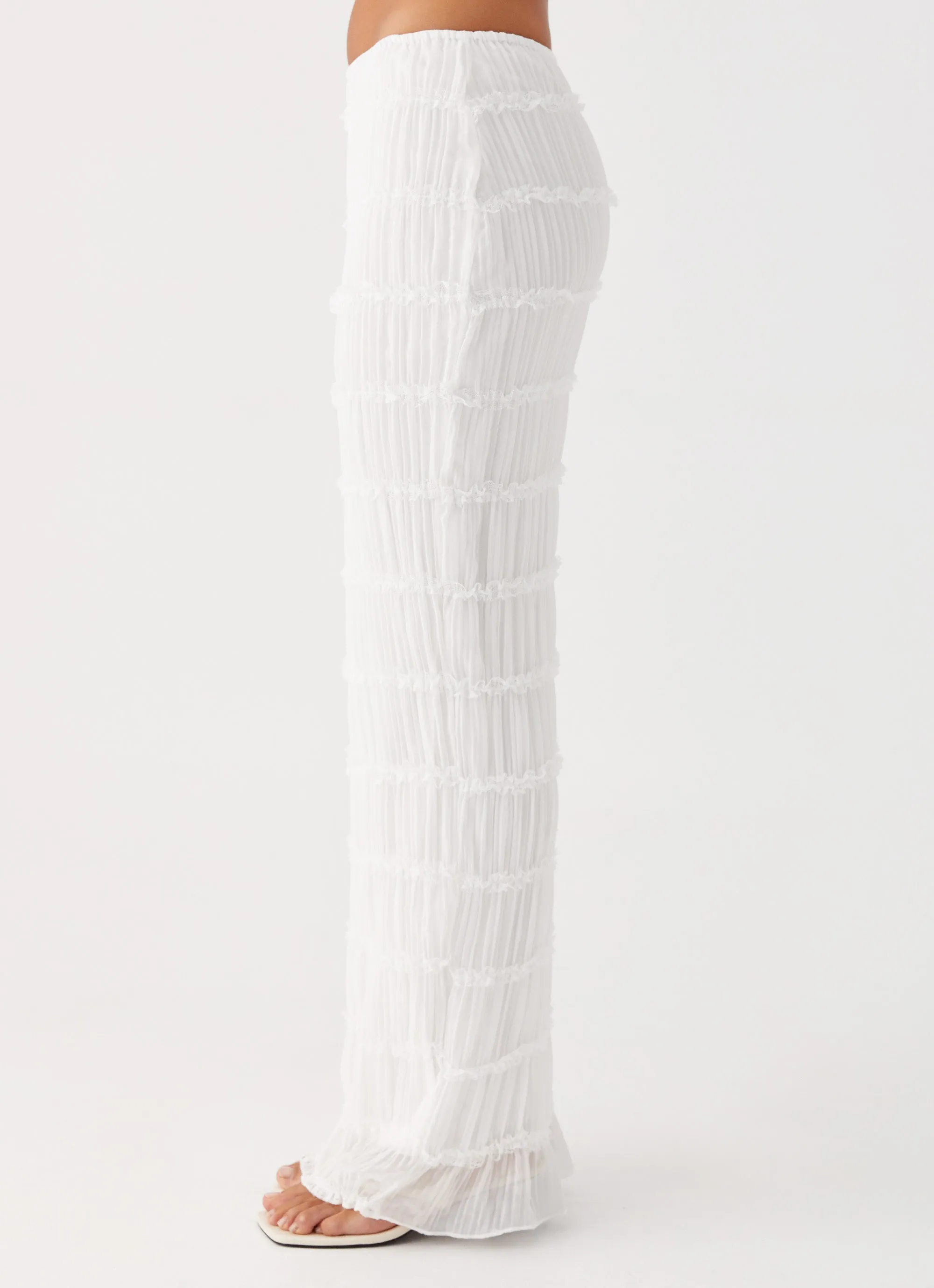 Daydreaming Low Rise Maxi Skirt - White Adjustable Fastening